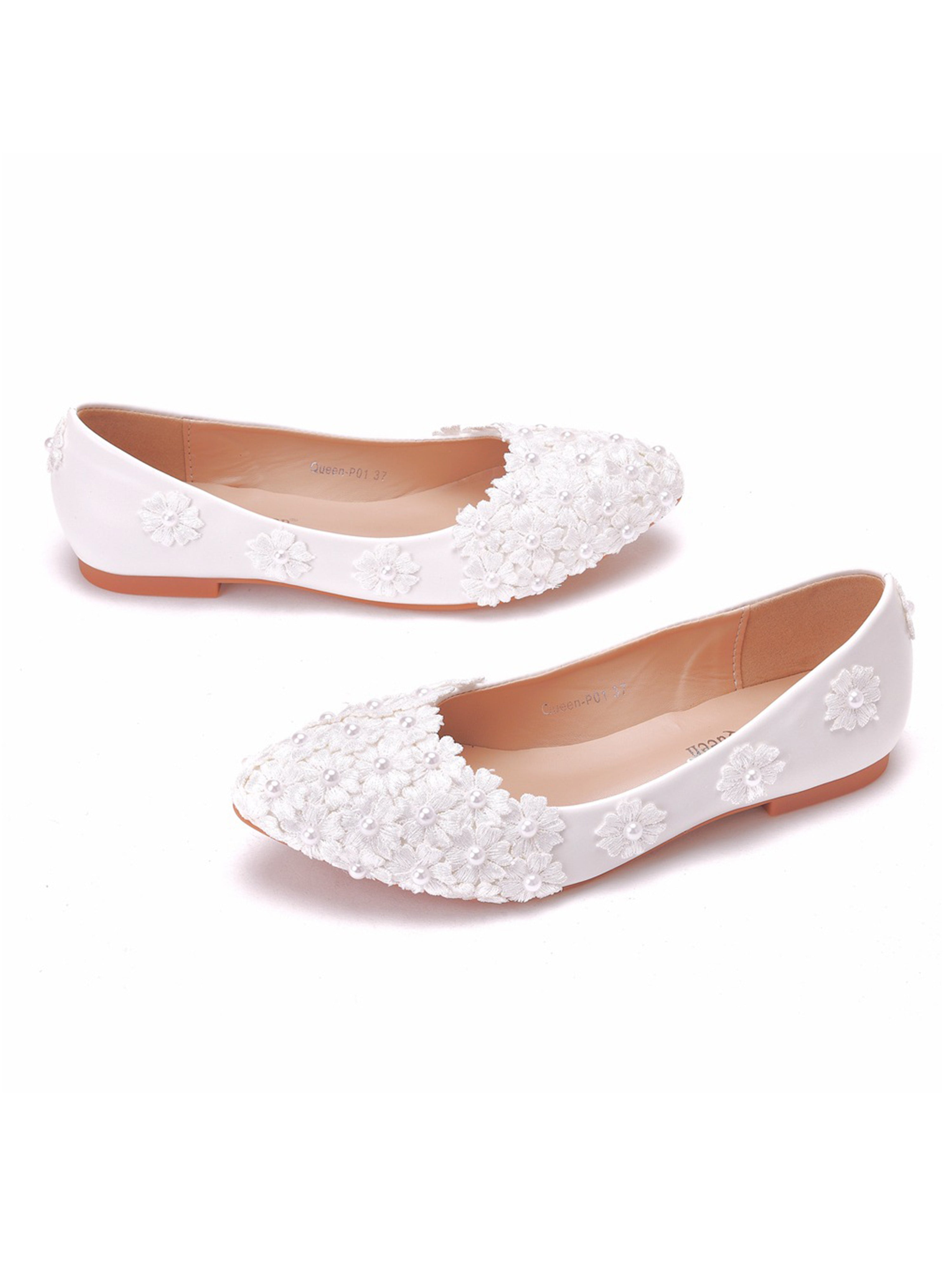 Flat Heel Pointed Toe Casual Women's Shoes with Flower