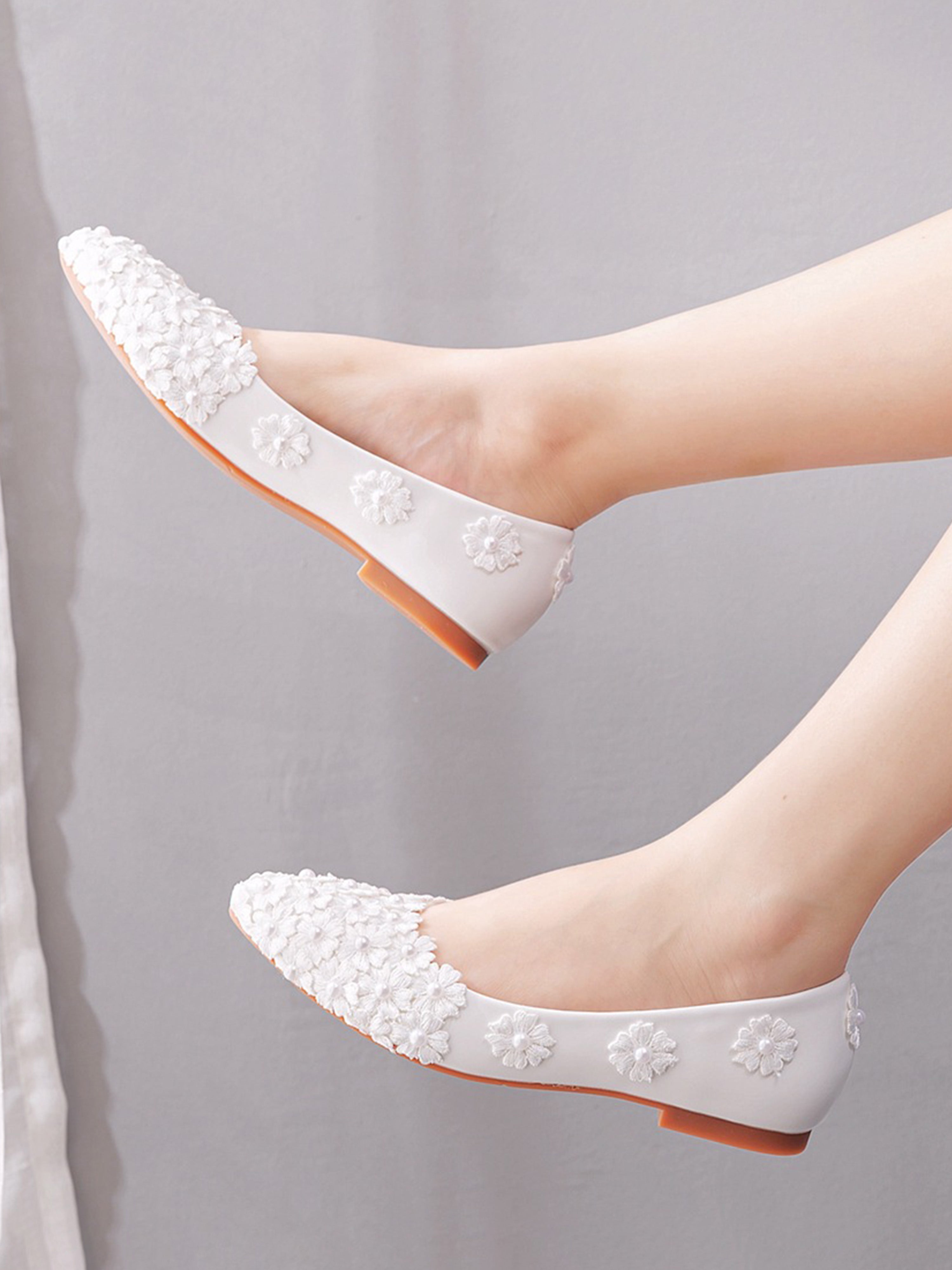 Flat Heel Pointed Toe Casual Women's Shoes with Flower