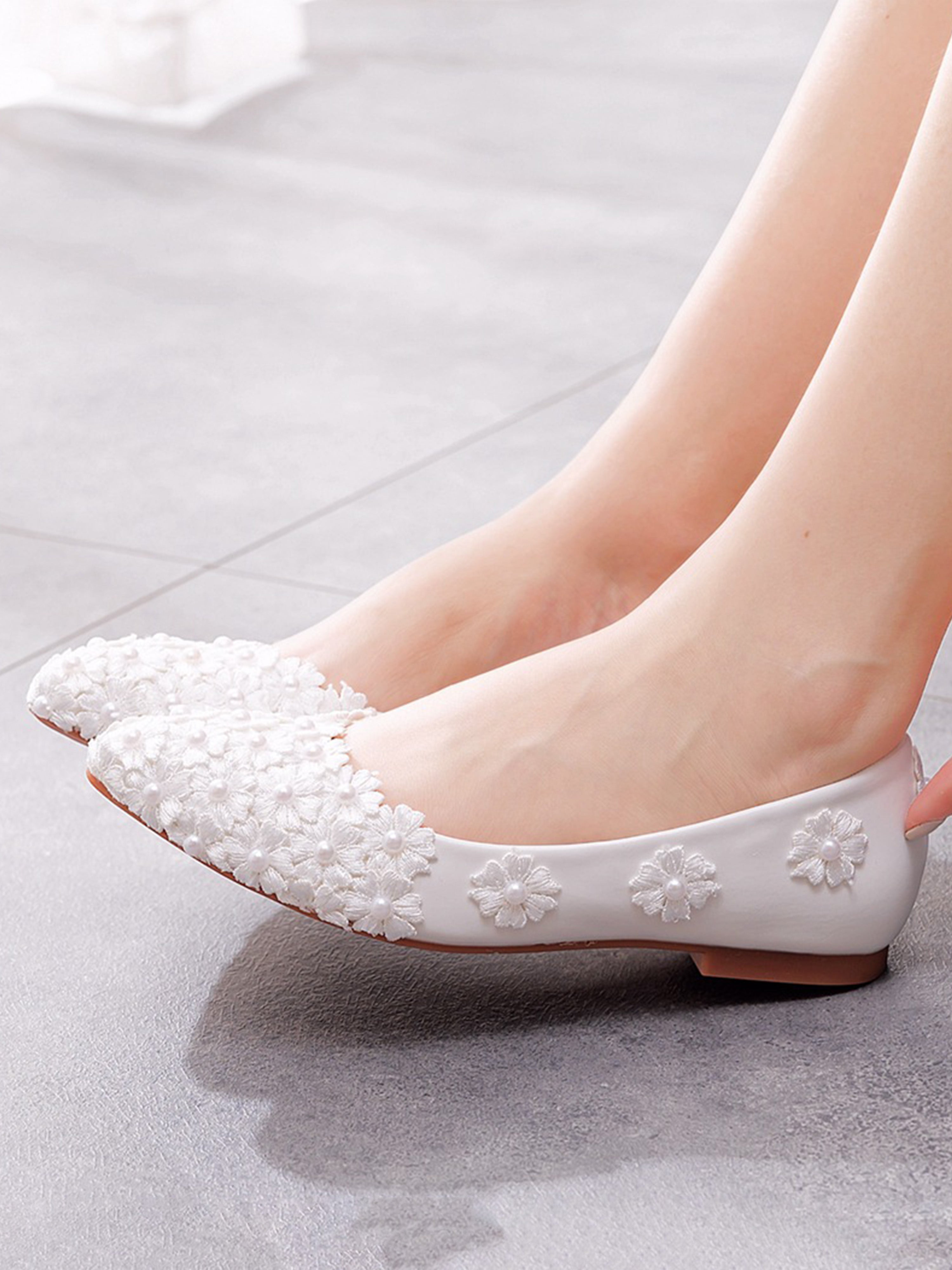Flat Heel Pointed Toe Casual Women's Shoes with Flower