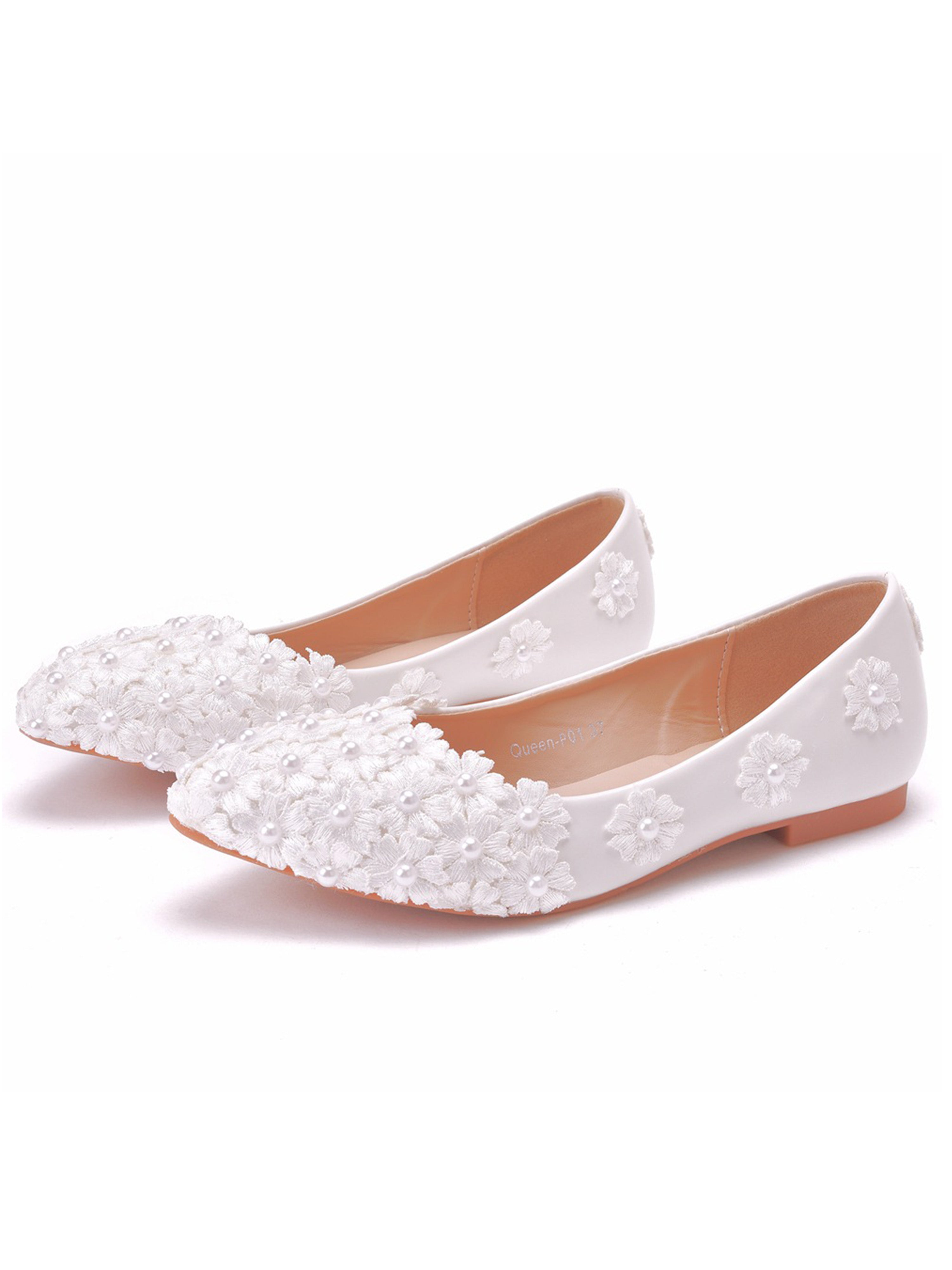 Flat Heel Pointed Toe Casual Women's Shoes with Flower