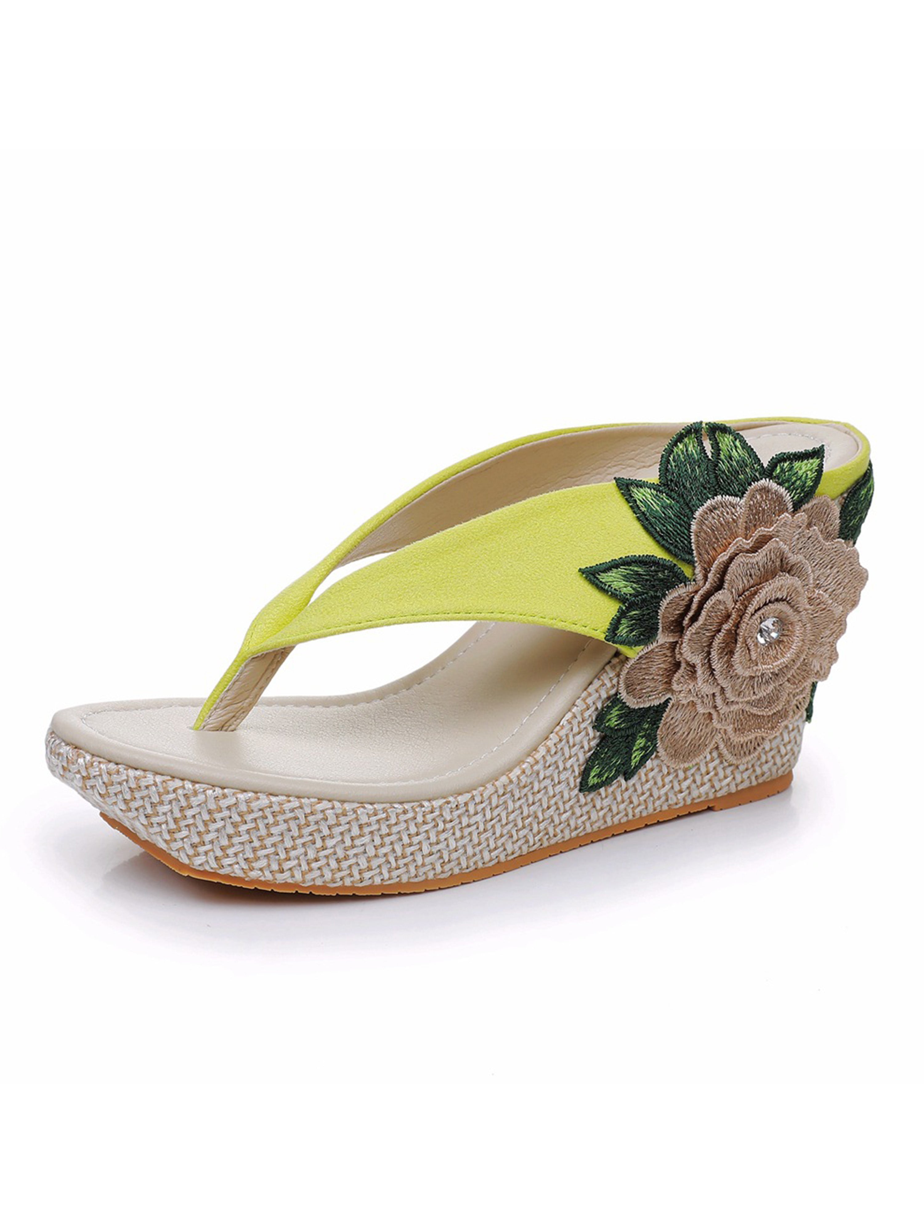 Waterproof Platform Slope Heel Sandals Beach Herringbone Clip On Slippers