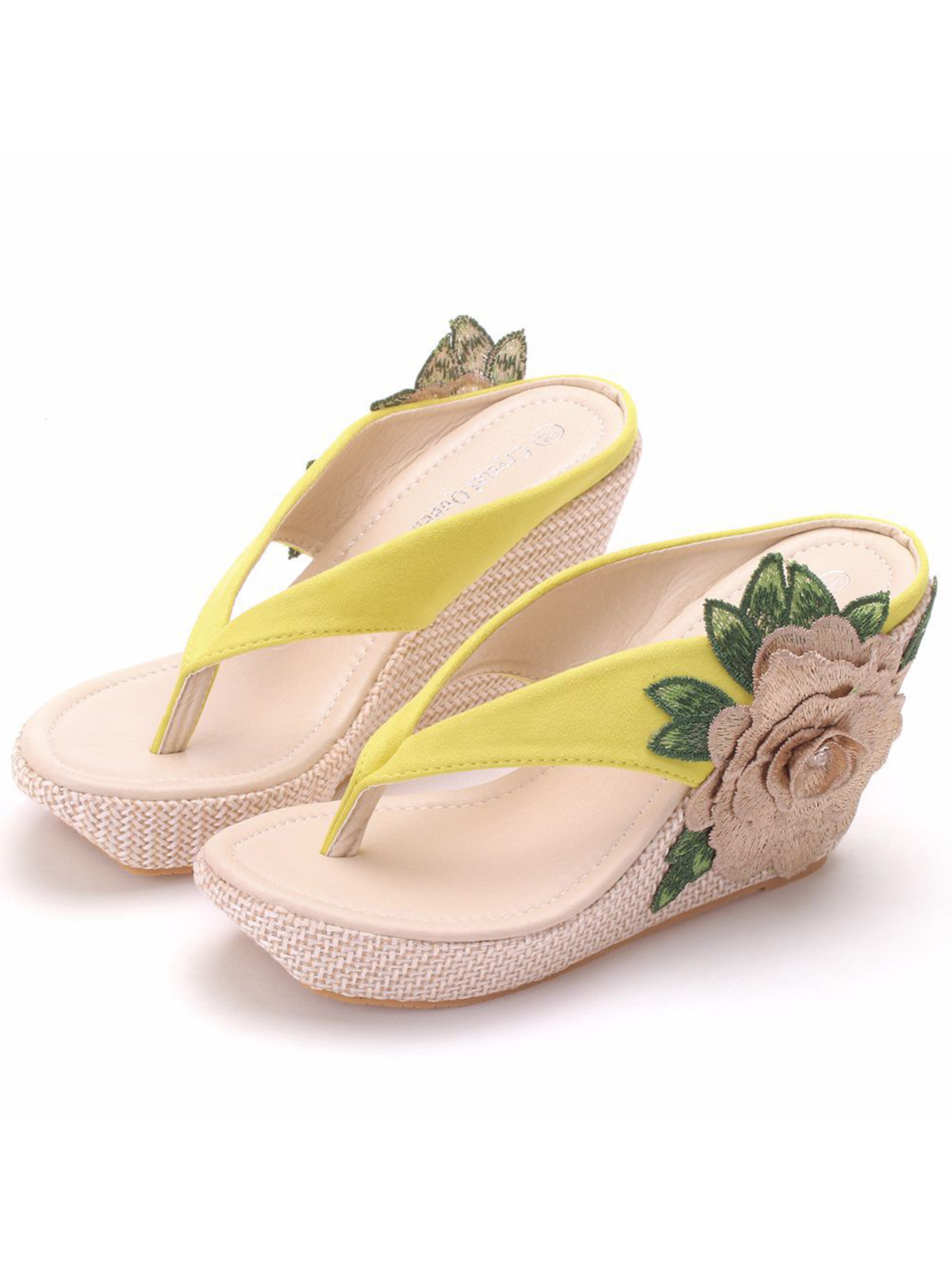 Waterproof Platform Slope Heel Sandals Beach Herringbone Clip On Slippers