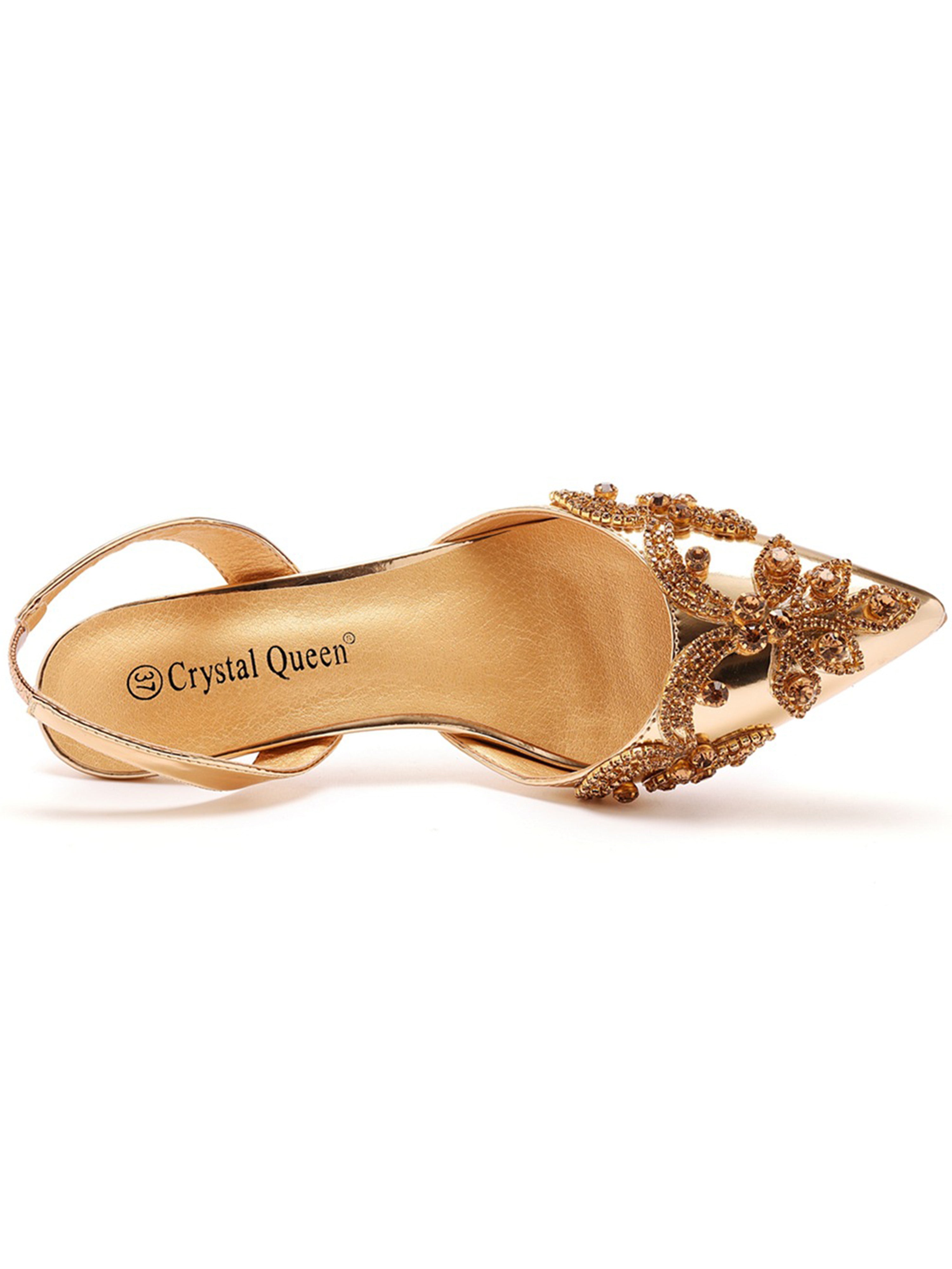 Slim Heel Pointed Toe Sandals Rhinestone Wedding Shoes