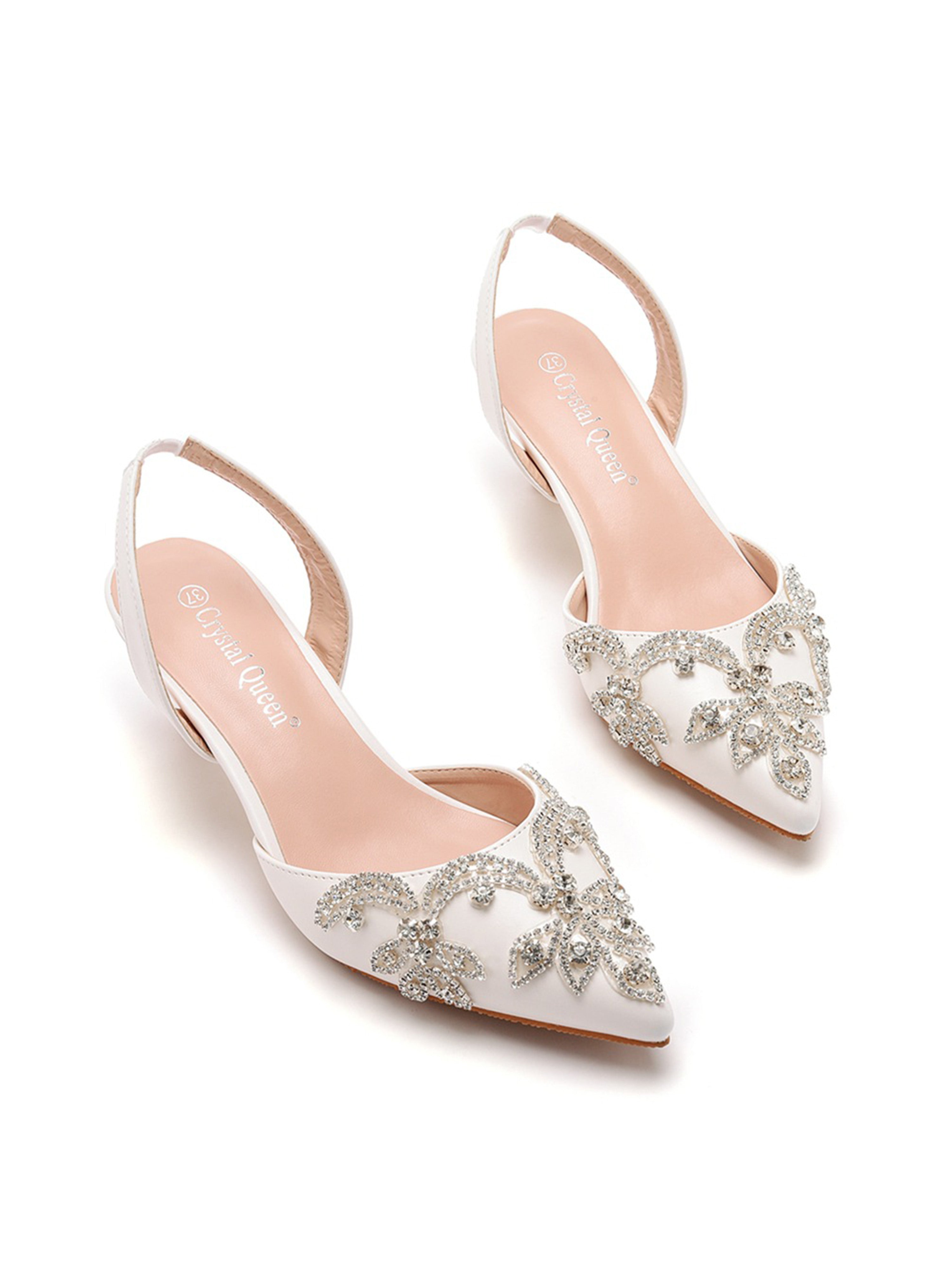 Slim Heel Pointed Toe Sandals Rhinestone Wedding Shoes