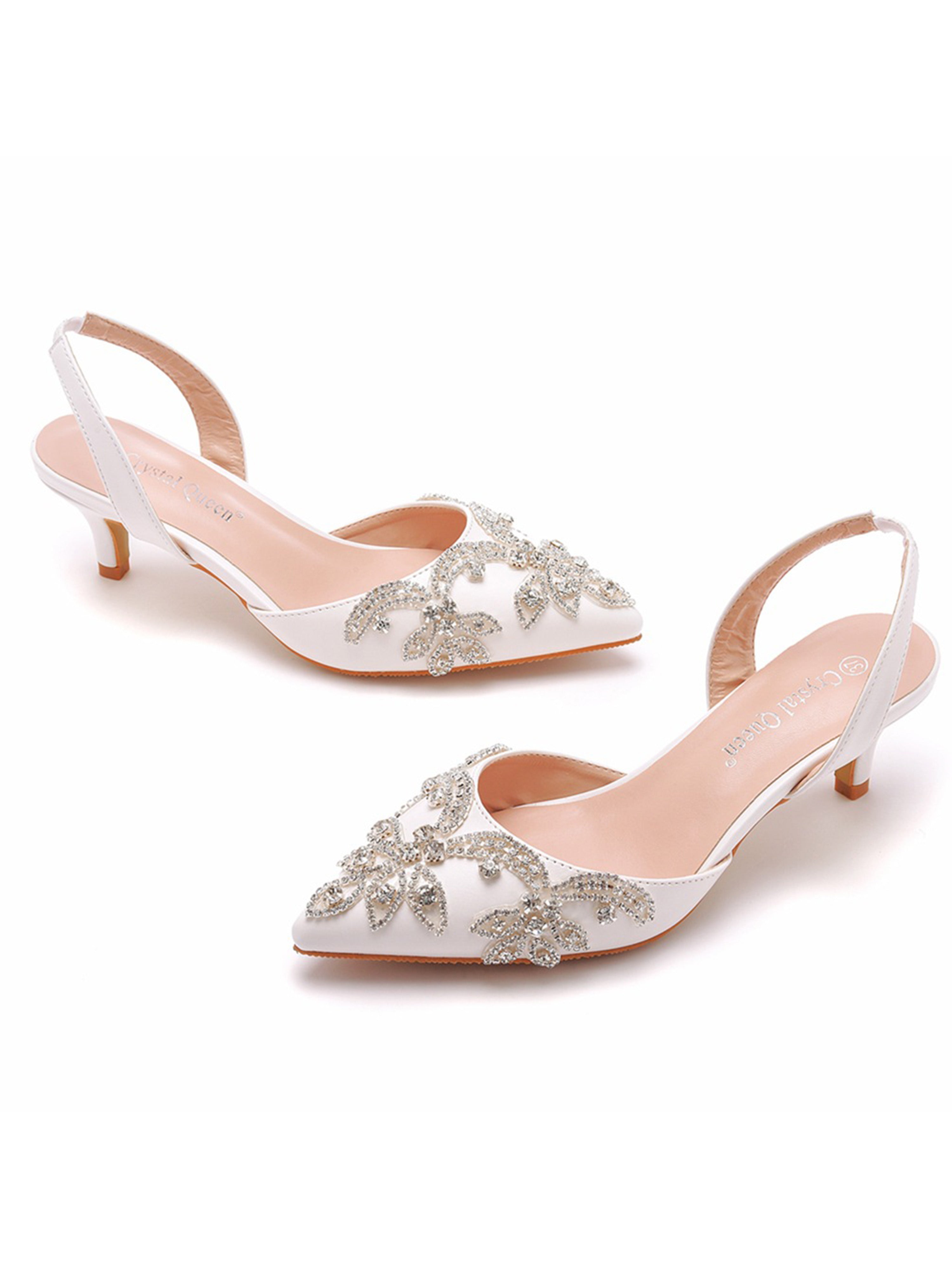 Slim Heel Pointed Toe Sandals Rhinestone Wedding Shoes