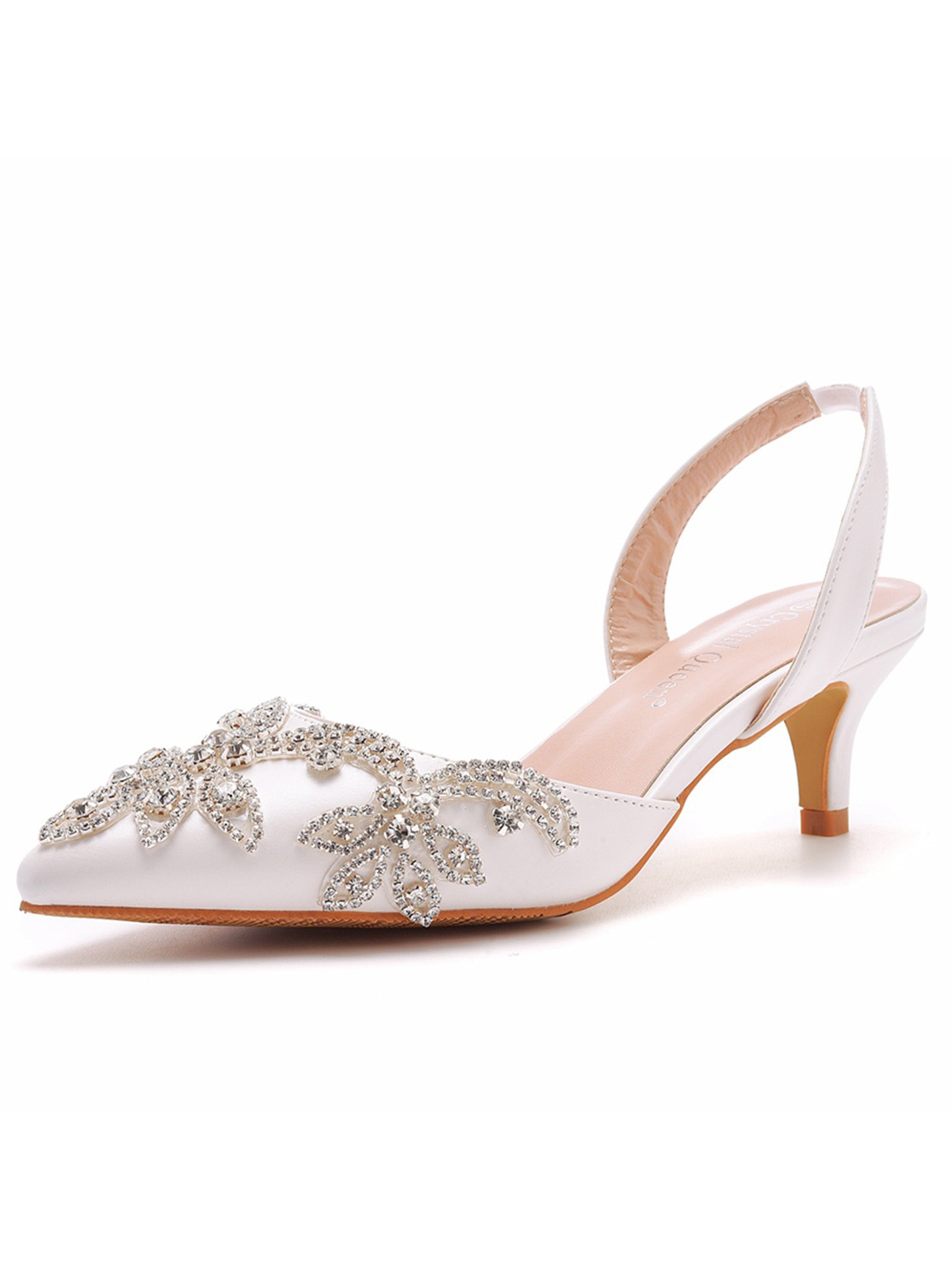 Slim Heel Pointed Toe Sandals Rhinestone Wedding Shoes