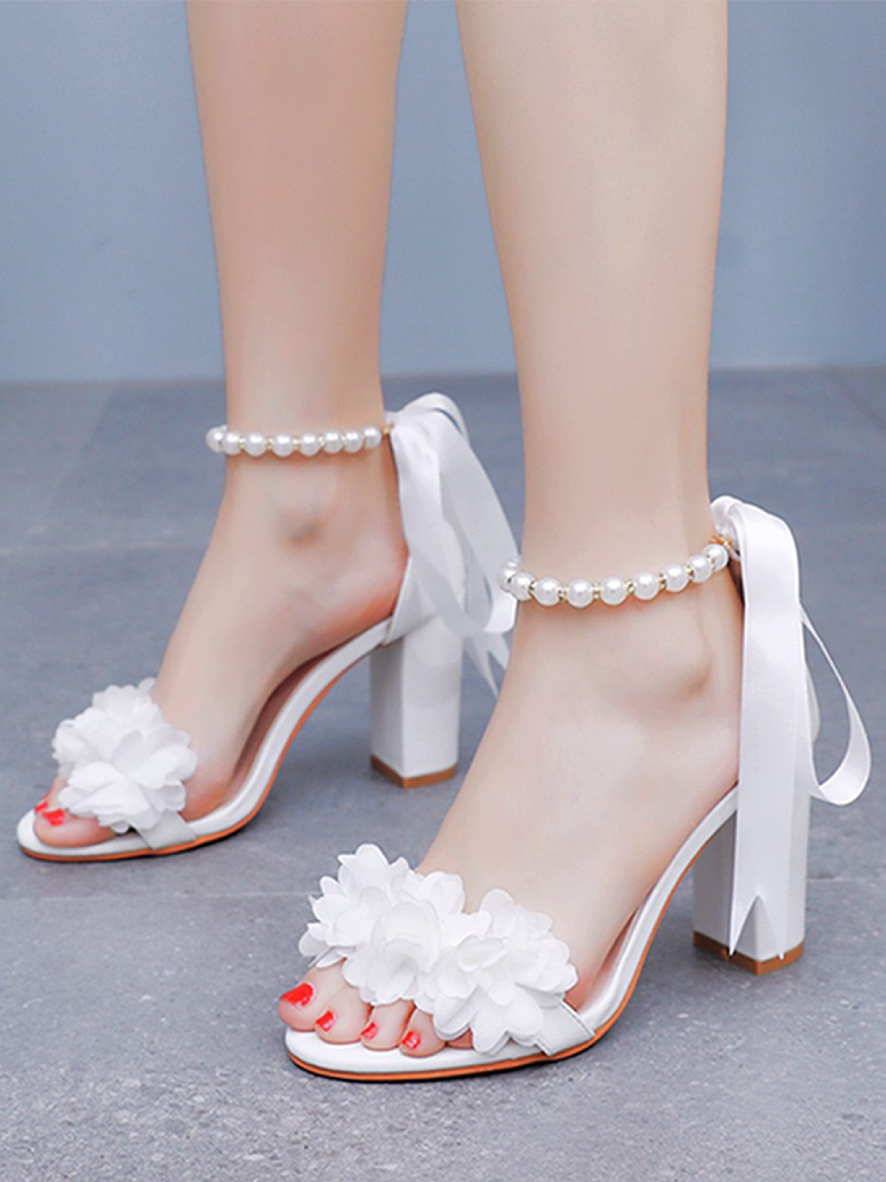 Flower White Sandals Women Wedding Shoes
