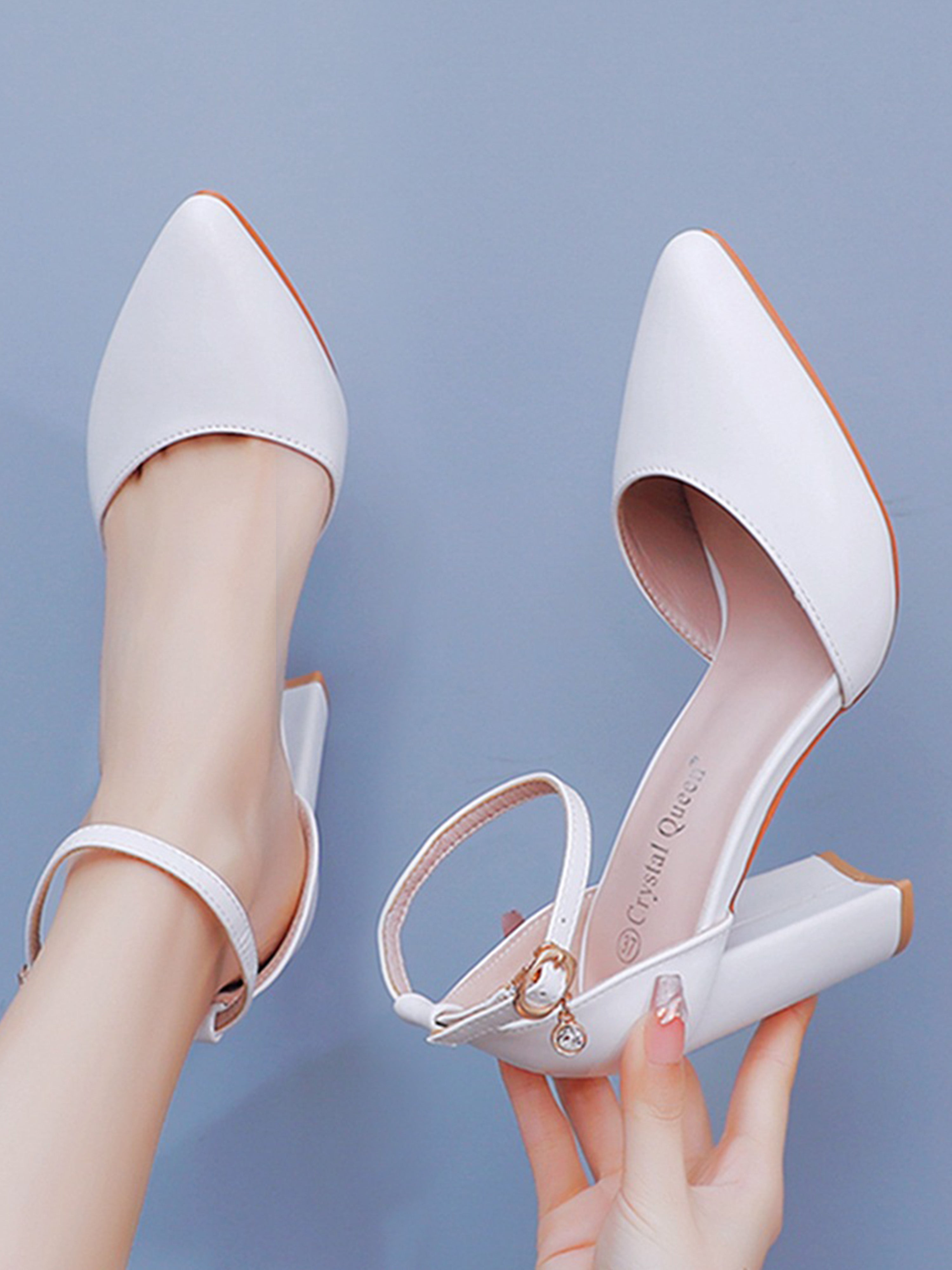 Ankle Strap Heels Women Pointed Toe Sandals Brides Shoes