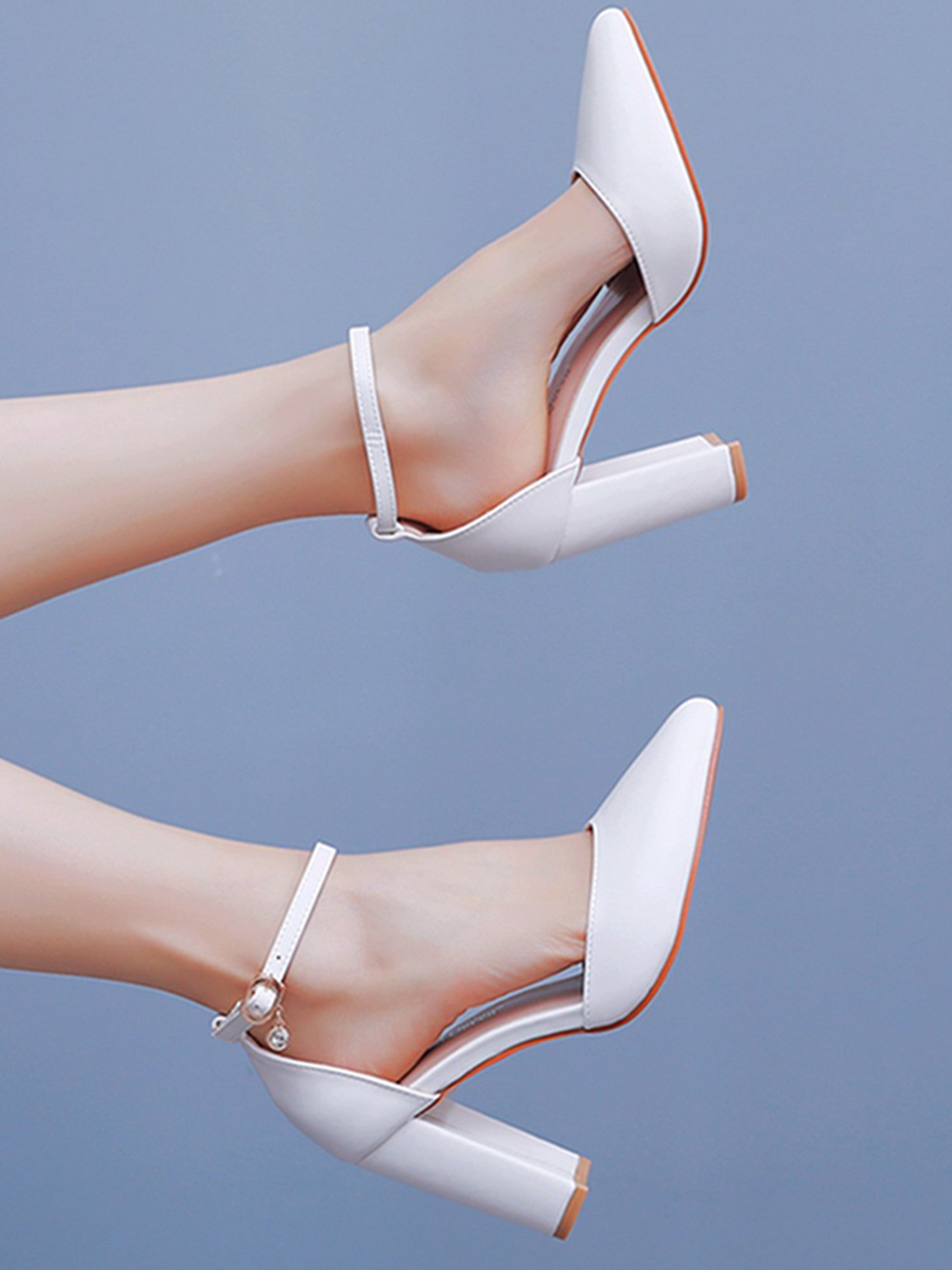 Ankle Strap Heels Women Pointed Toe Sandals Brides Shoes