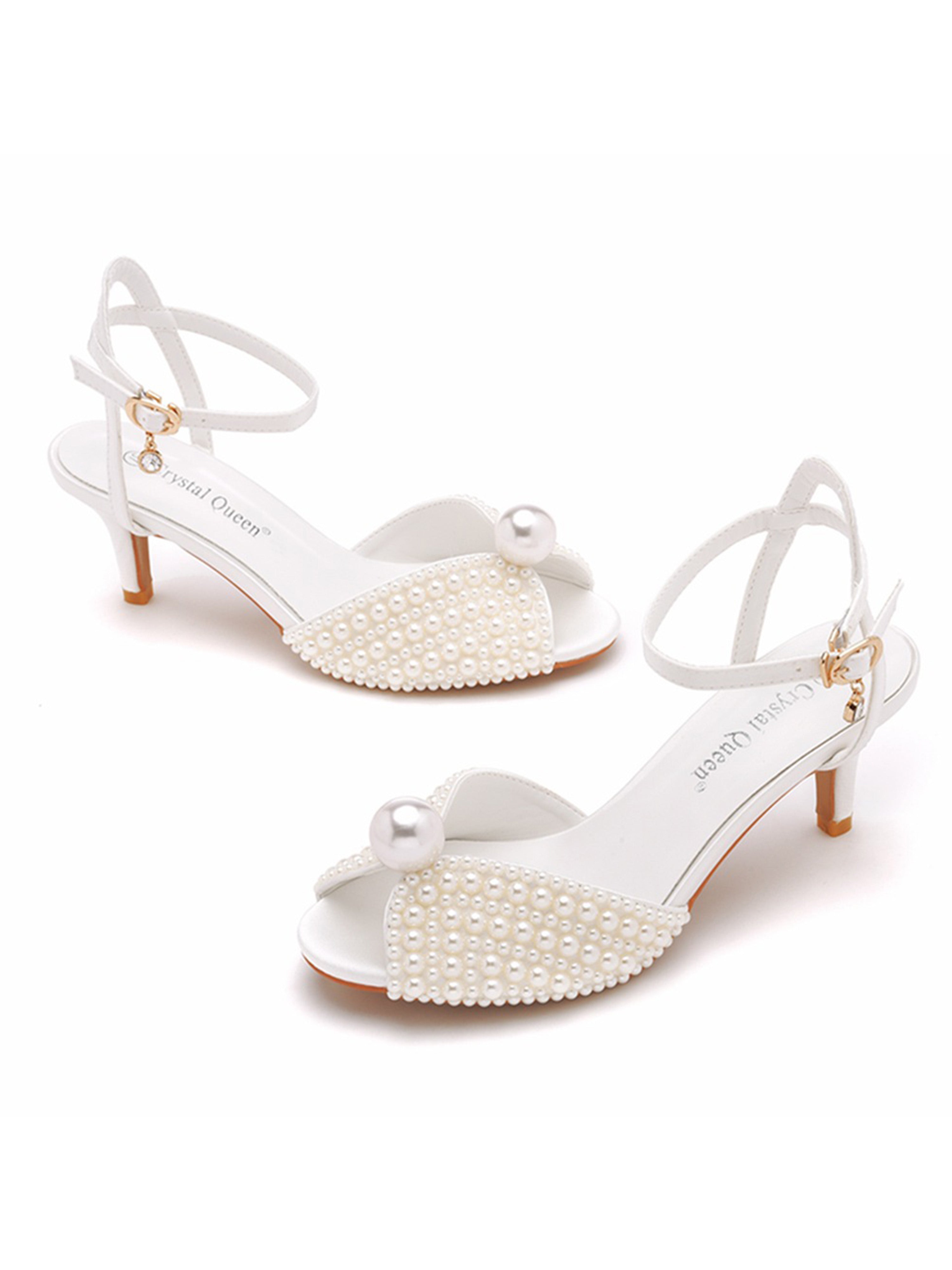 Peep Toe Heels Beading Wedding Shoes
