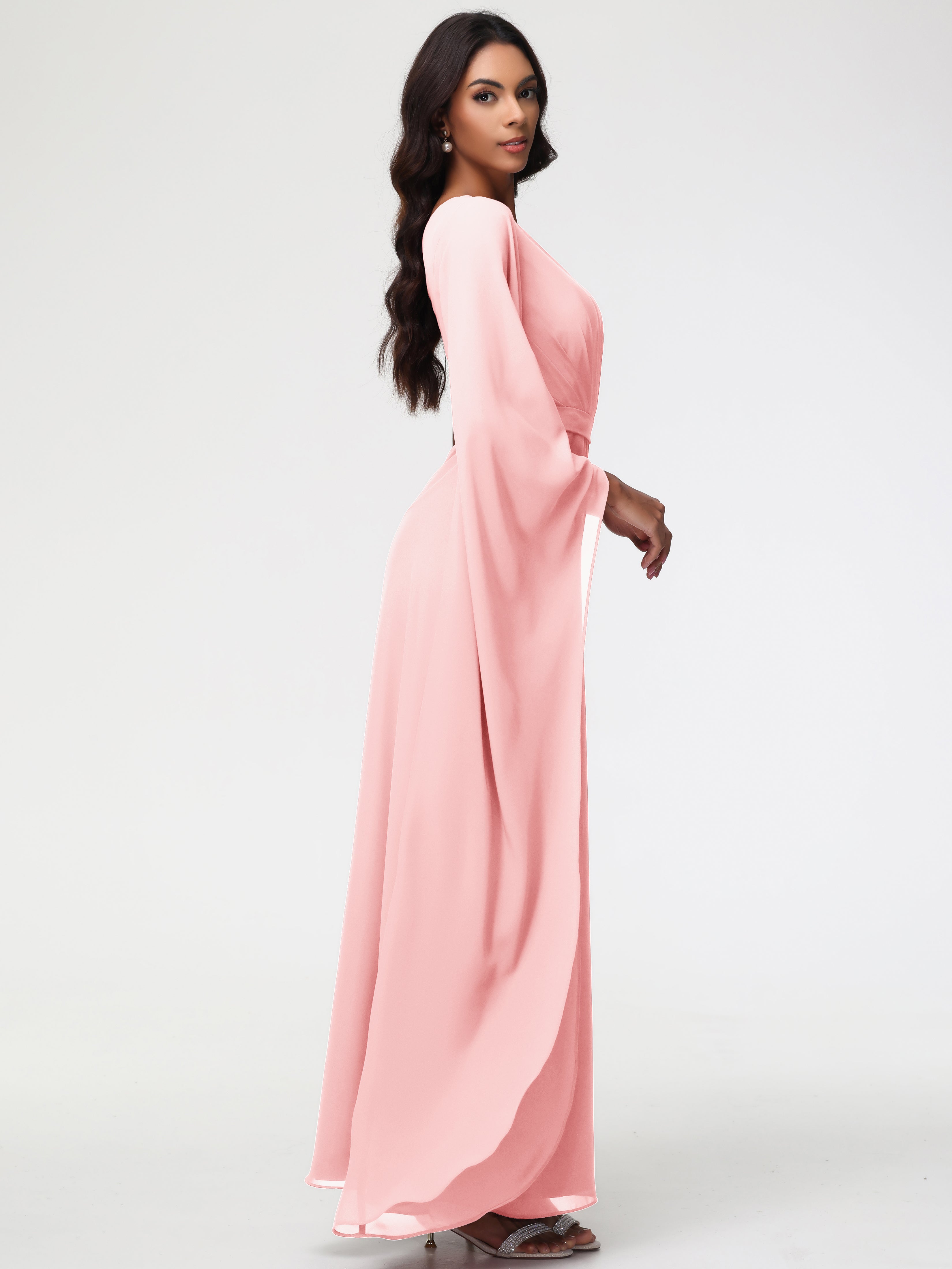 One Shoulder A-Line Pleats Floor-Length Chiffon Bridesmaid Dresses