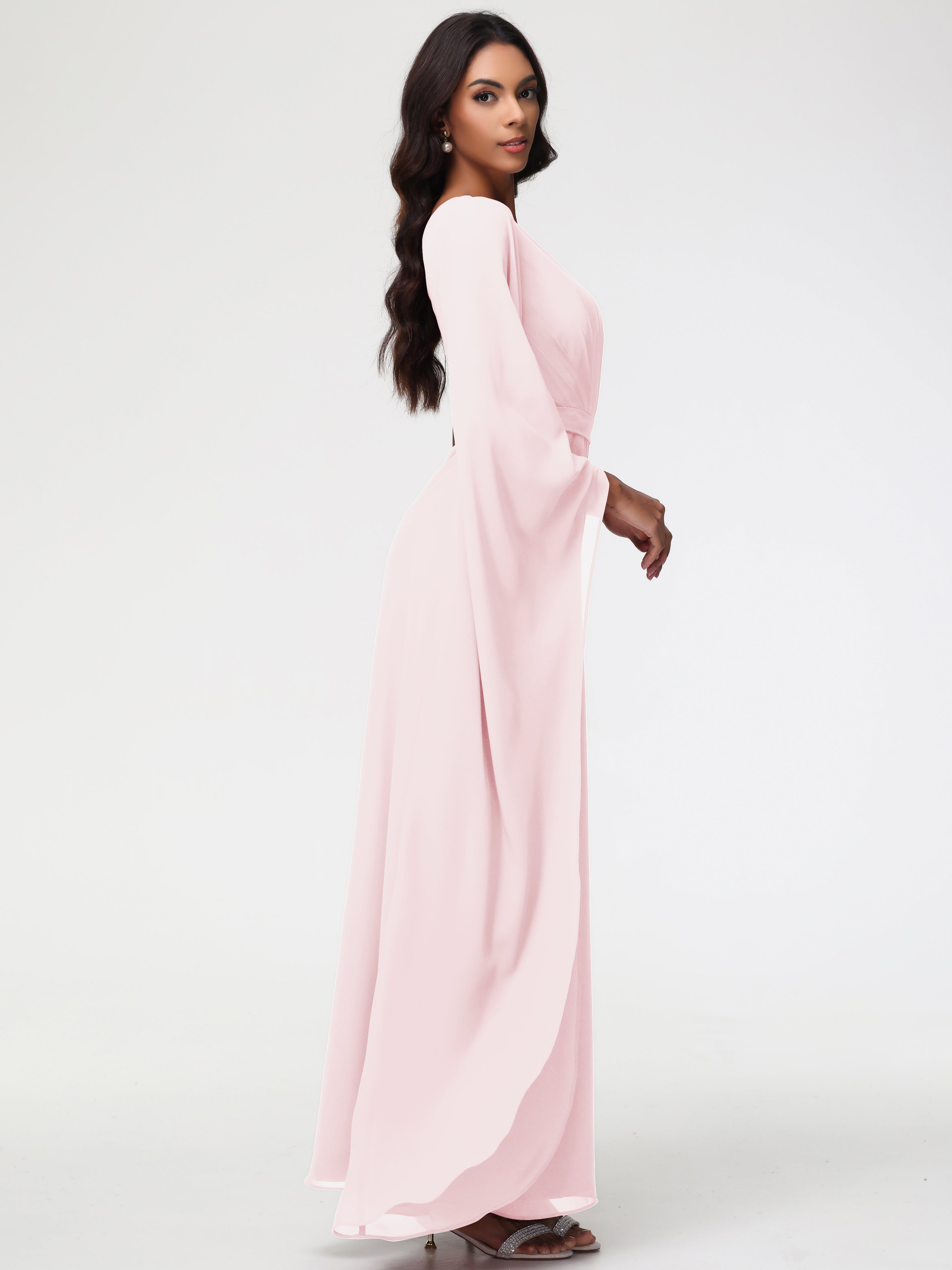 One Shoulder A-Line Pleats Floor-Length Chiffon Bridesmaid Dresses