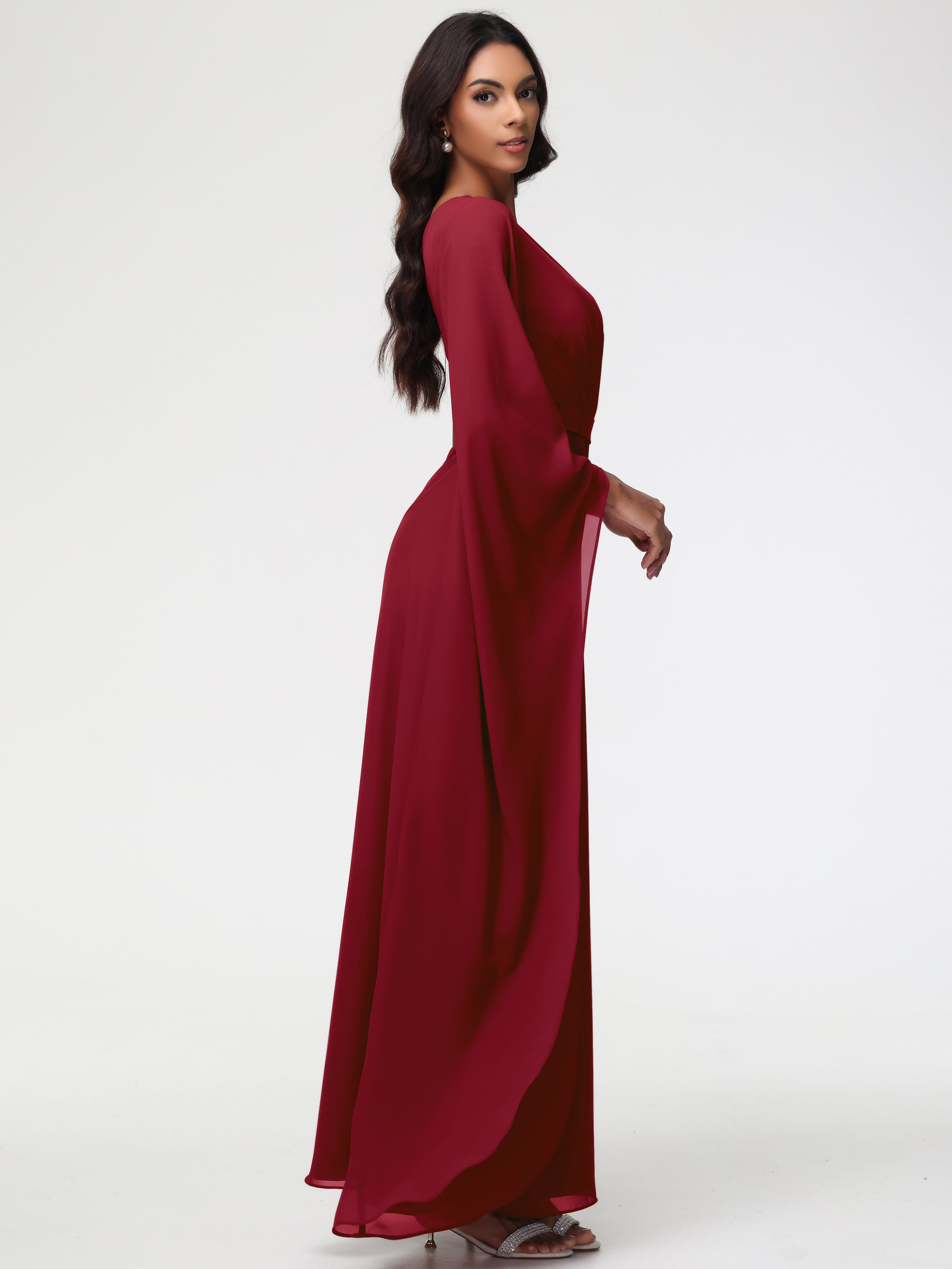 One Shoulder A-Line Pleats Floor-Length Chiffon Bridesmaid Dresses