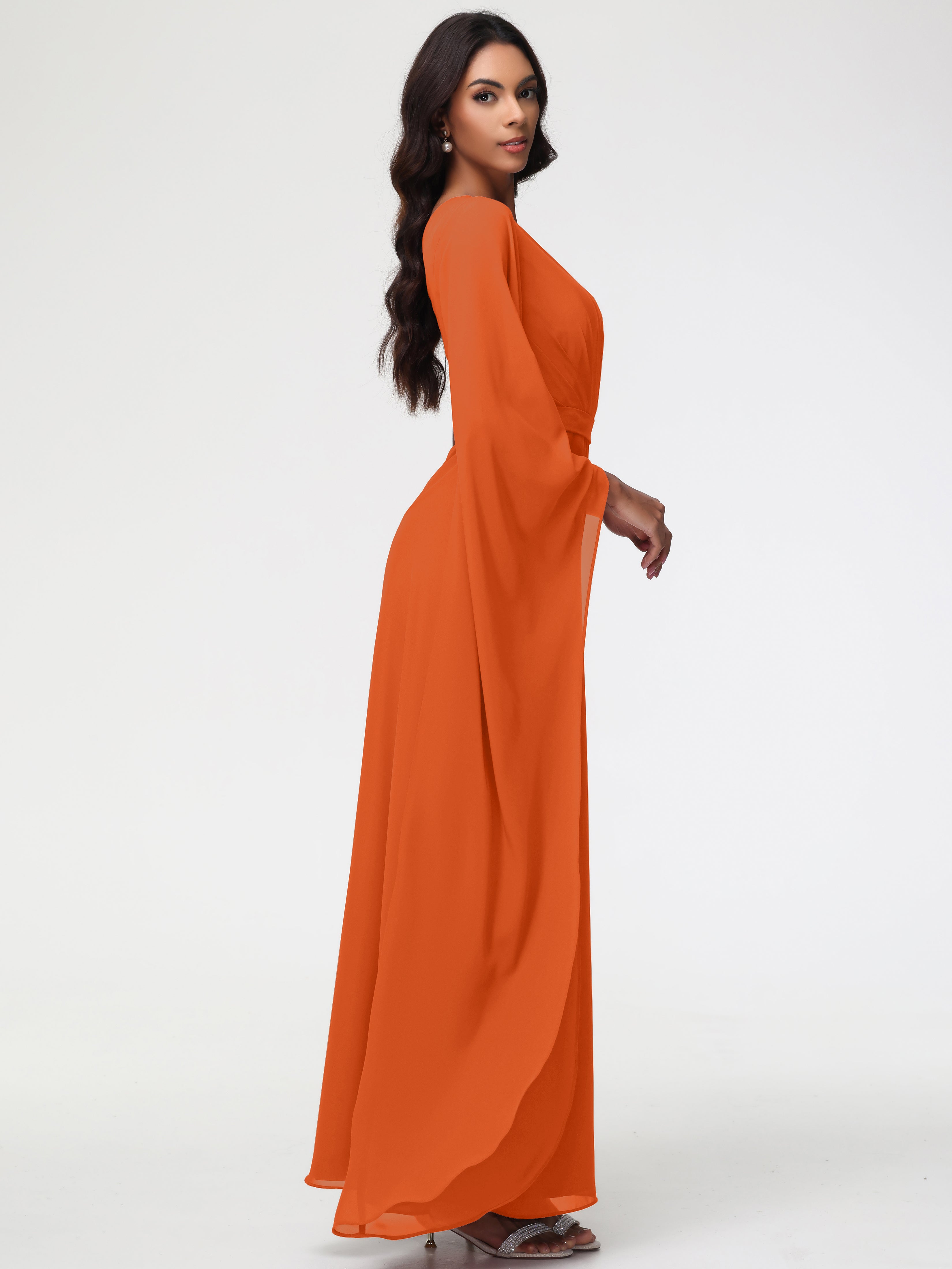 One Shoulder A-Line Pleats Floor-Length Chiffon Bridesmaid Dresses