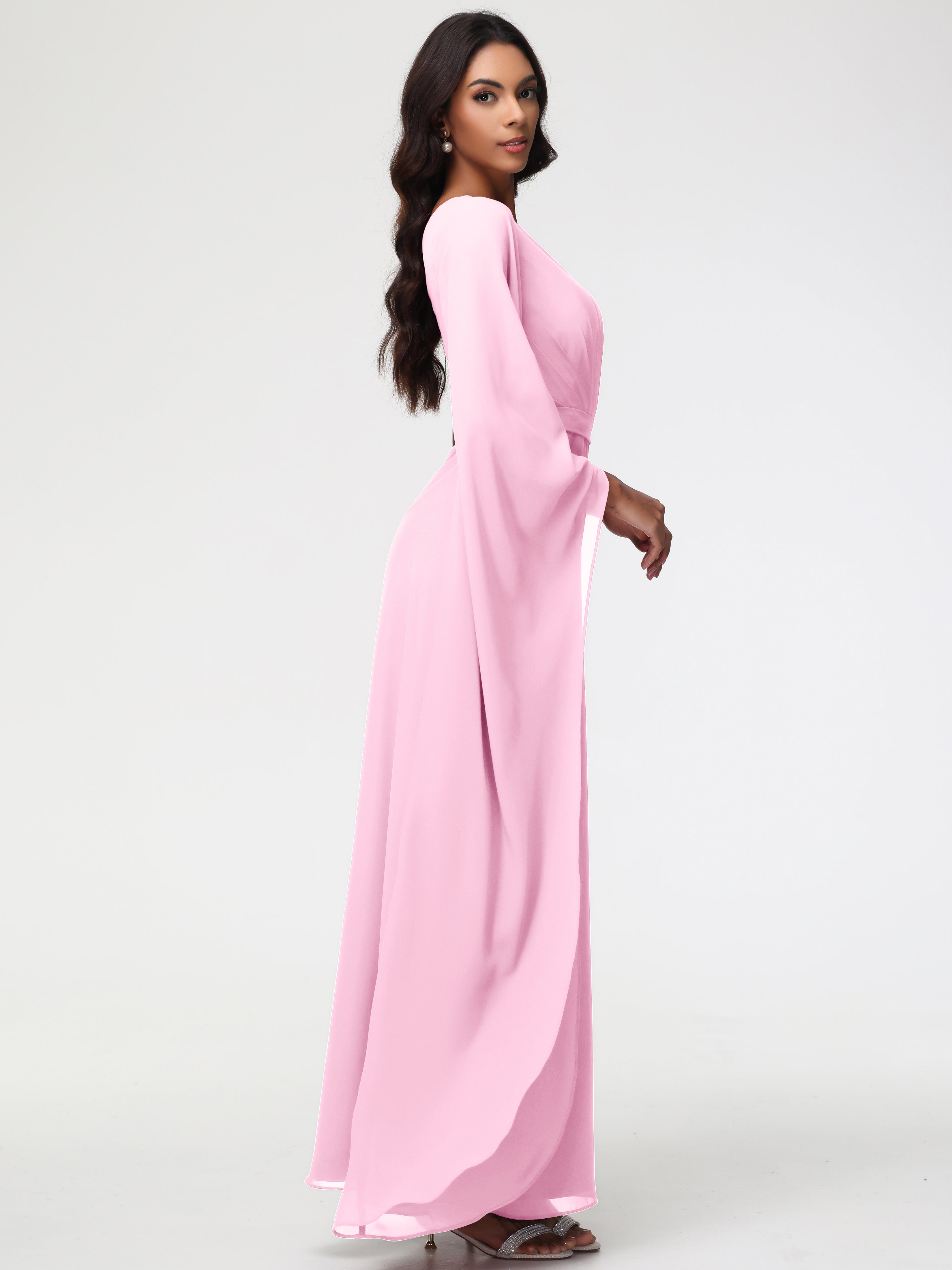 One Shoulder A-Line Pleats Floor-Length Chiffon Bridesmaid Dresses