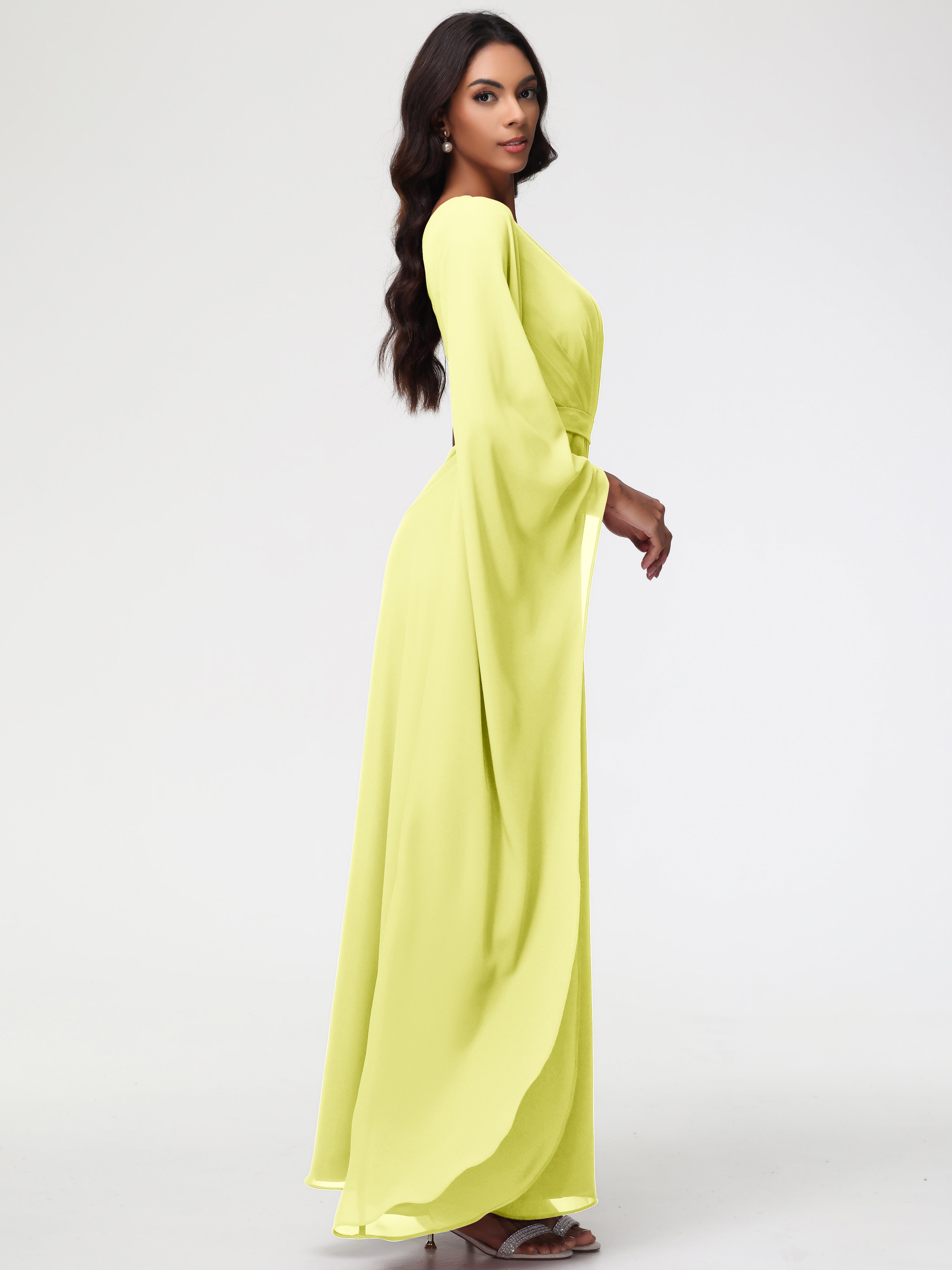 One Shoulder A-Line Pleats Floor-Length Chiffon Bridesmaid Dresses