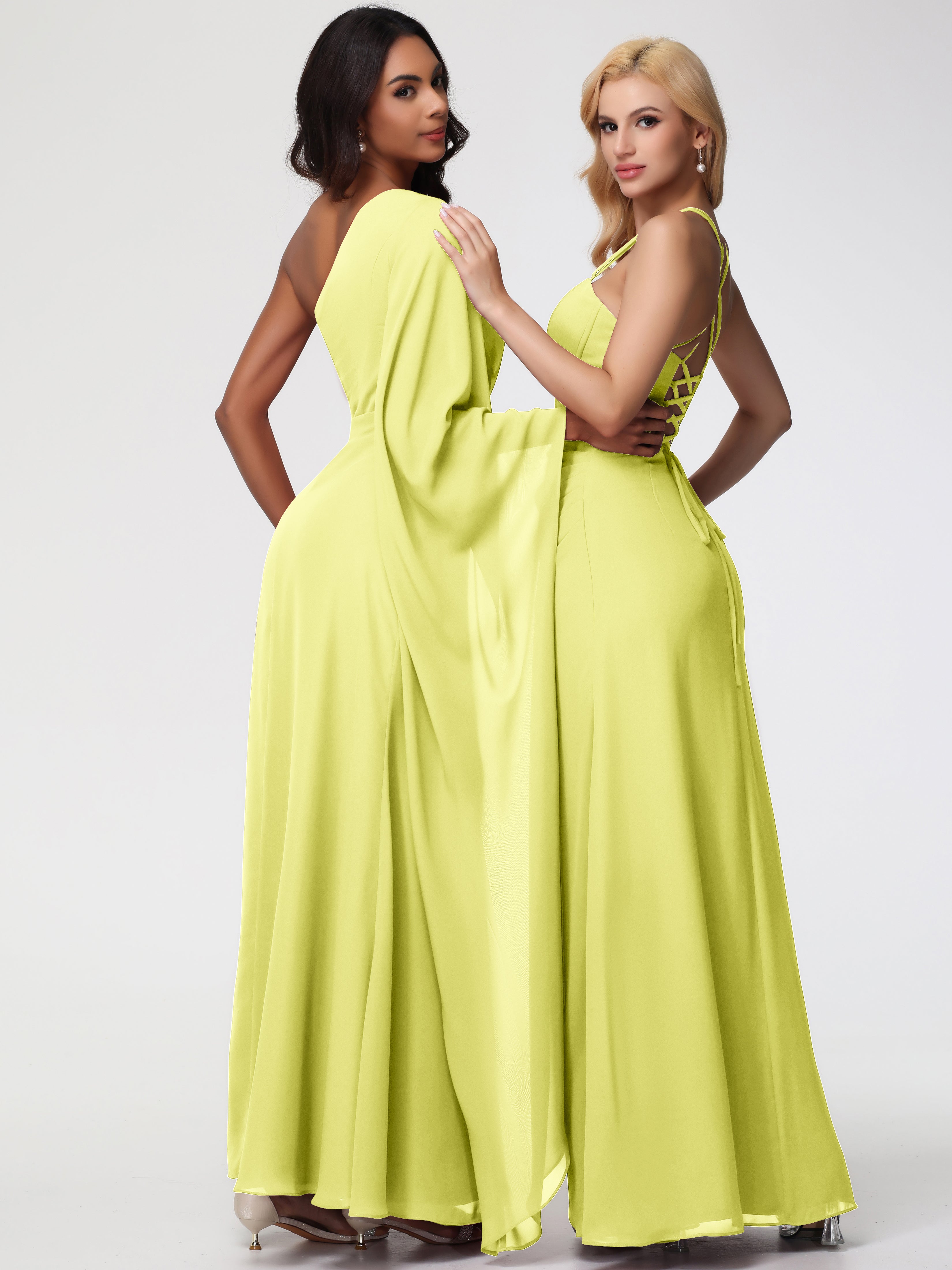 One Shoulder A-Line Pleats Floor-Length Chiffon Bridesmaid Dresses