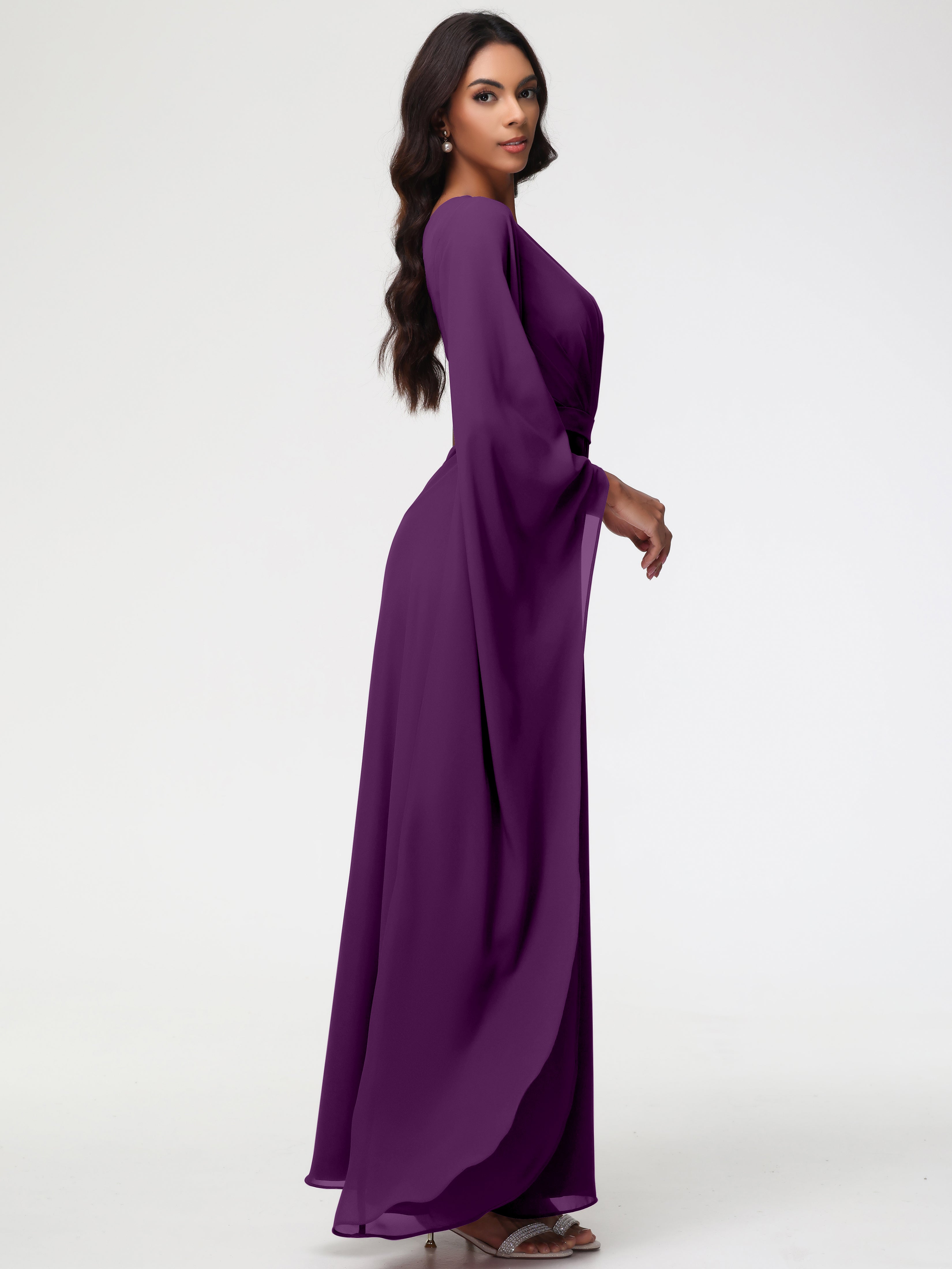 One Shoulder A-Line Pleats Floor-Length Chiffon Bridesmaid Dresses