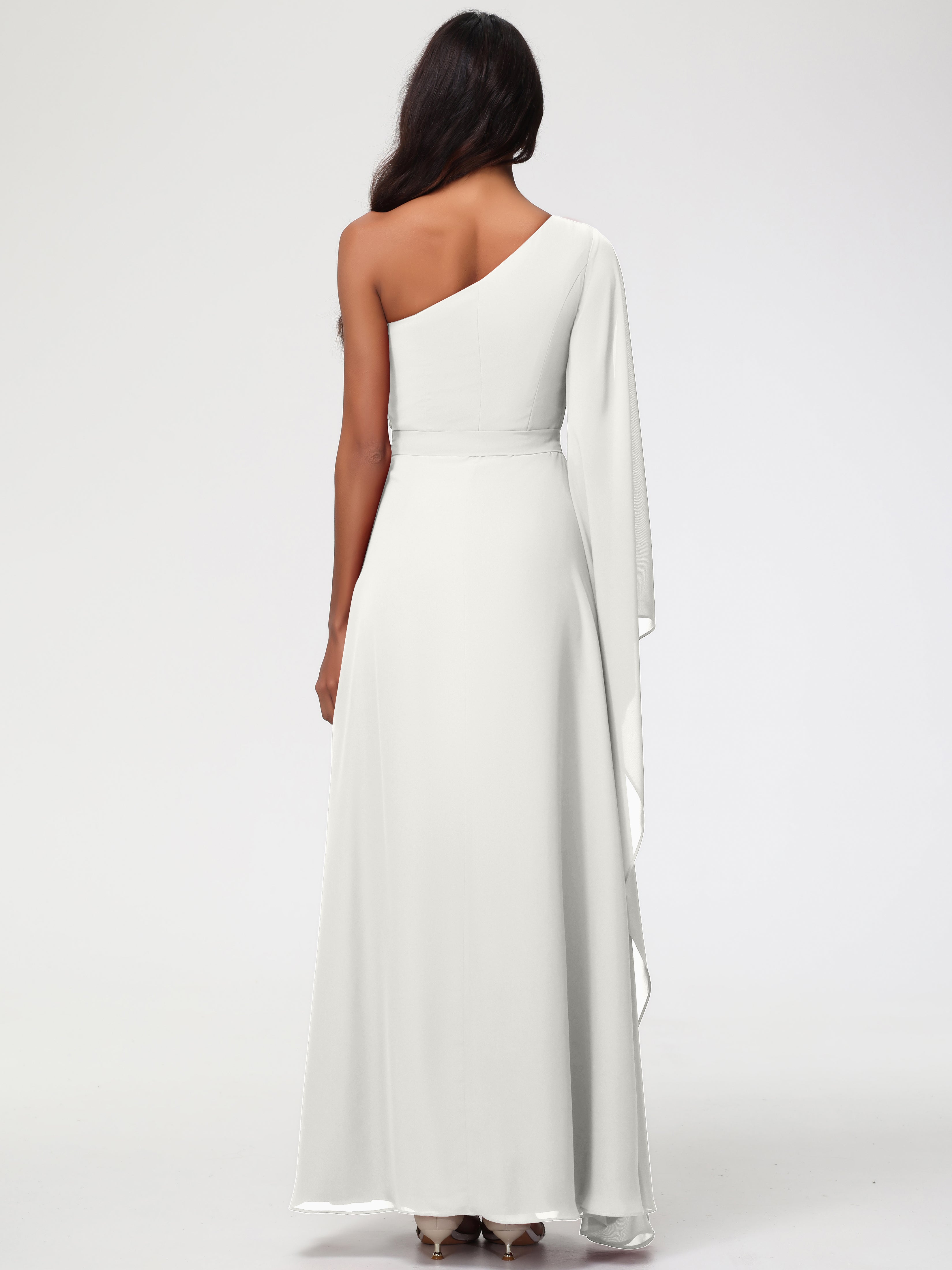 One Shoulder A-Line Pleats Floor-Length Chiffon Bridesmaid Dresses