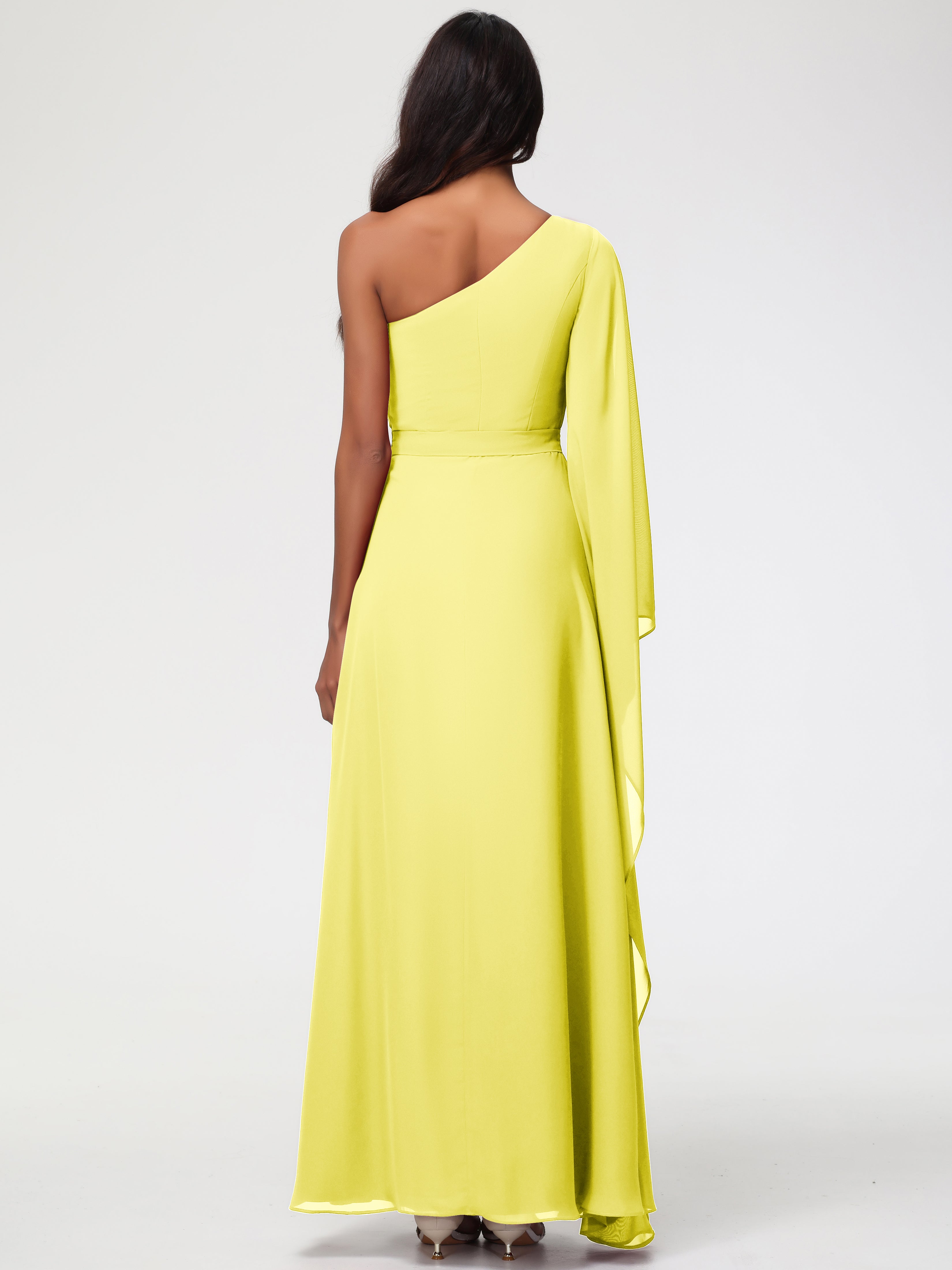 One Shoulder A-Line Pleats Floor-Length Chiffon Bridesmaid Dresses