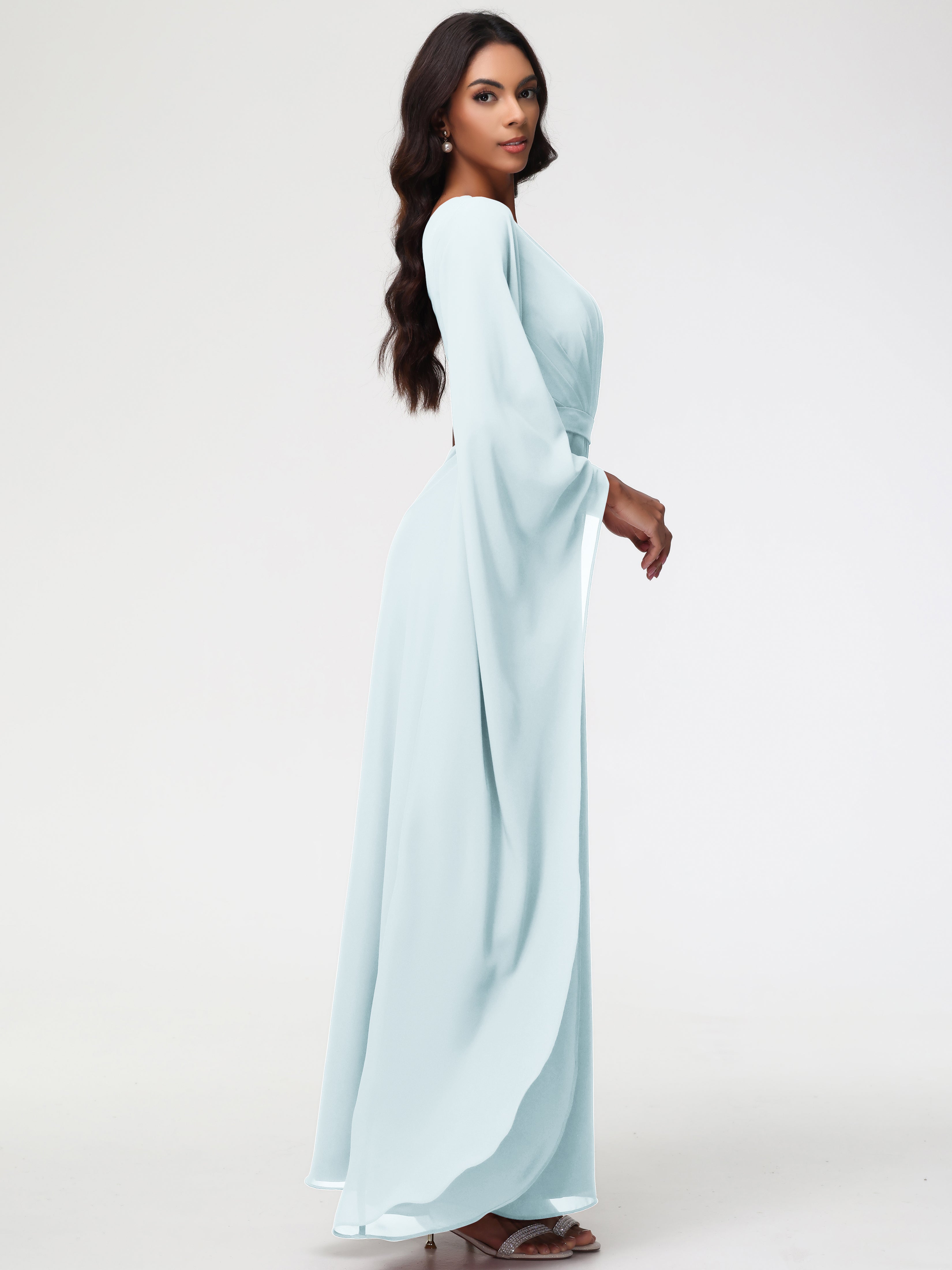 One Shoulder A-Line Pleats Floor-Length Chiffon Bridesmaid Dresses