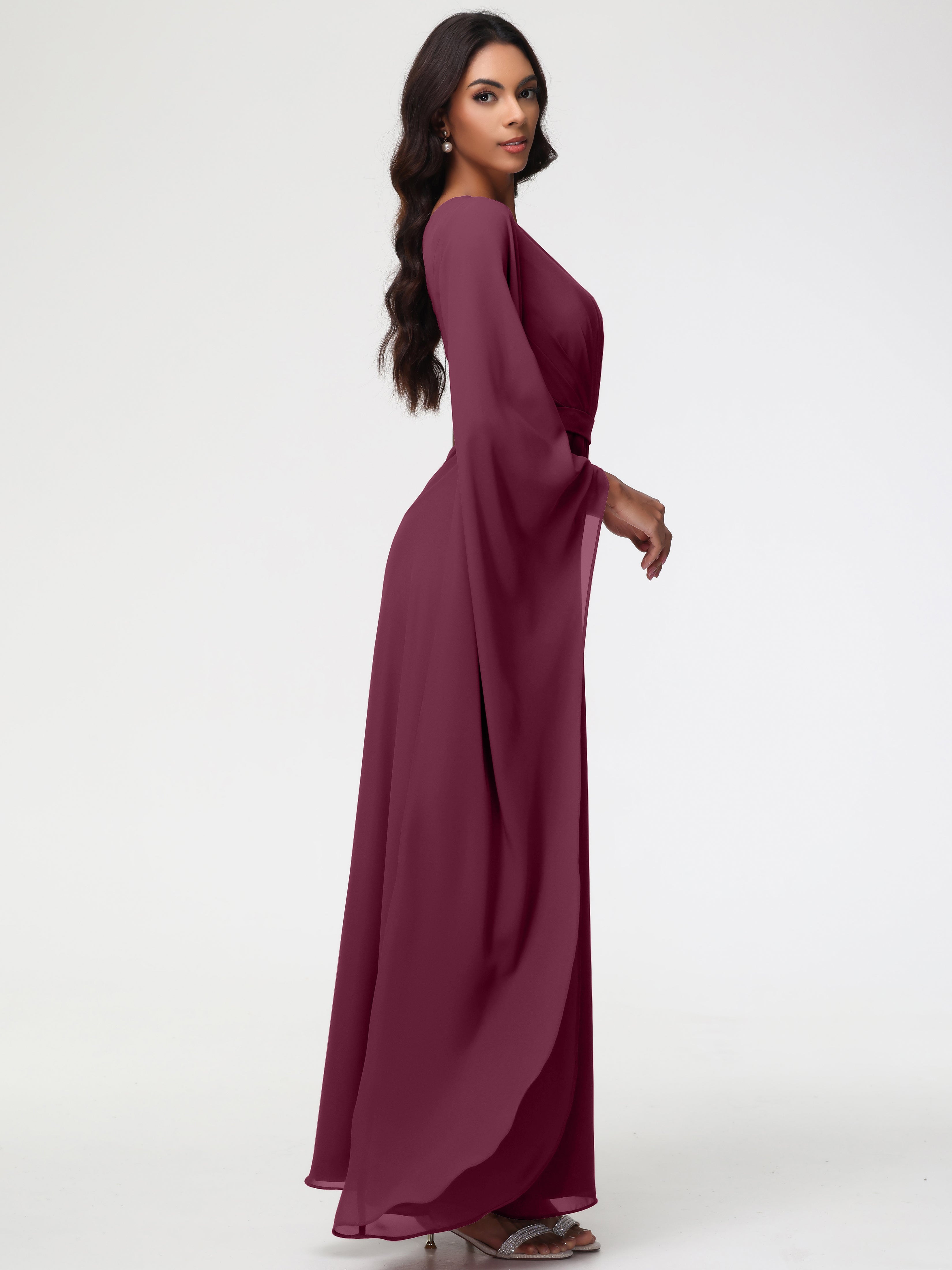 One Shoulder A-Line Pleats Floor-Length Chiffon Bridesmaid Dresses (Copy)