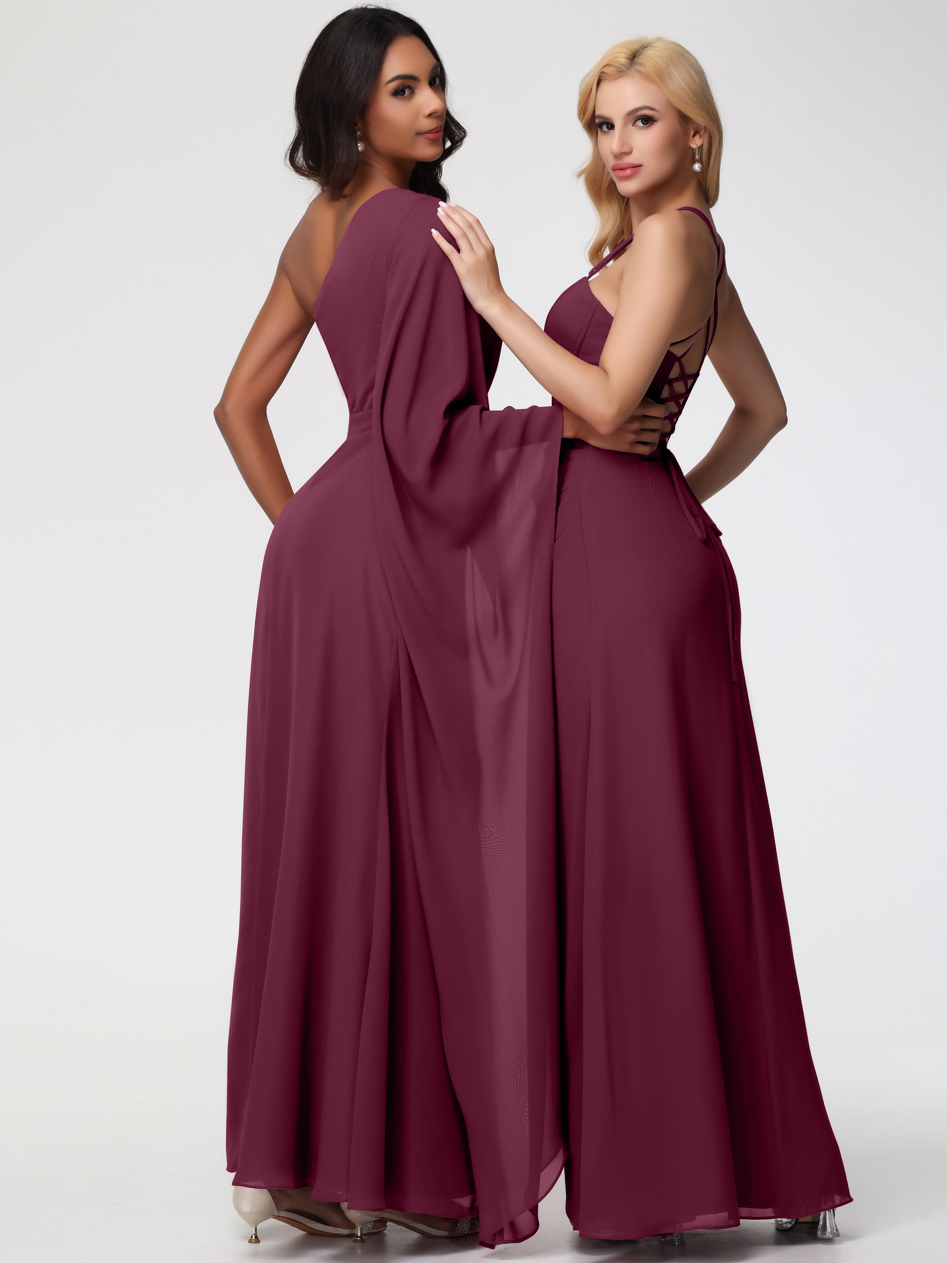 One Shoulder A-Line Pleats Floor-Length Chiffon Bridesmaid Dresses (Copy)