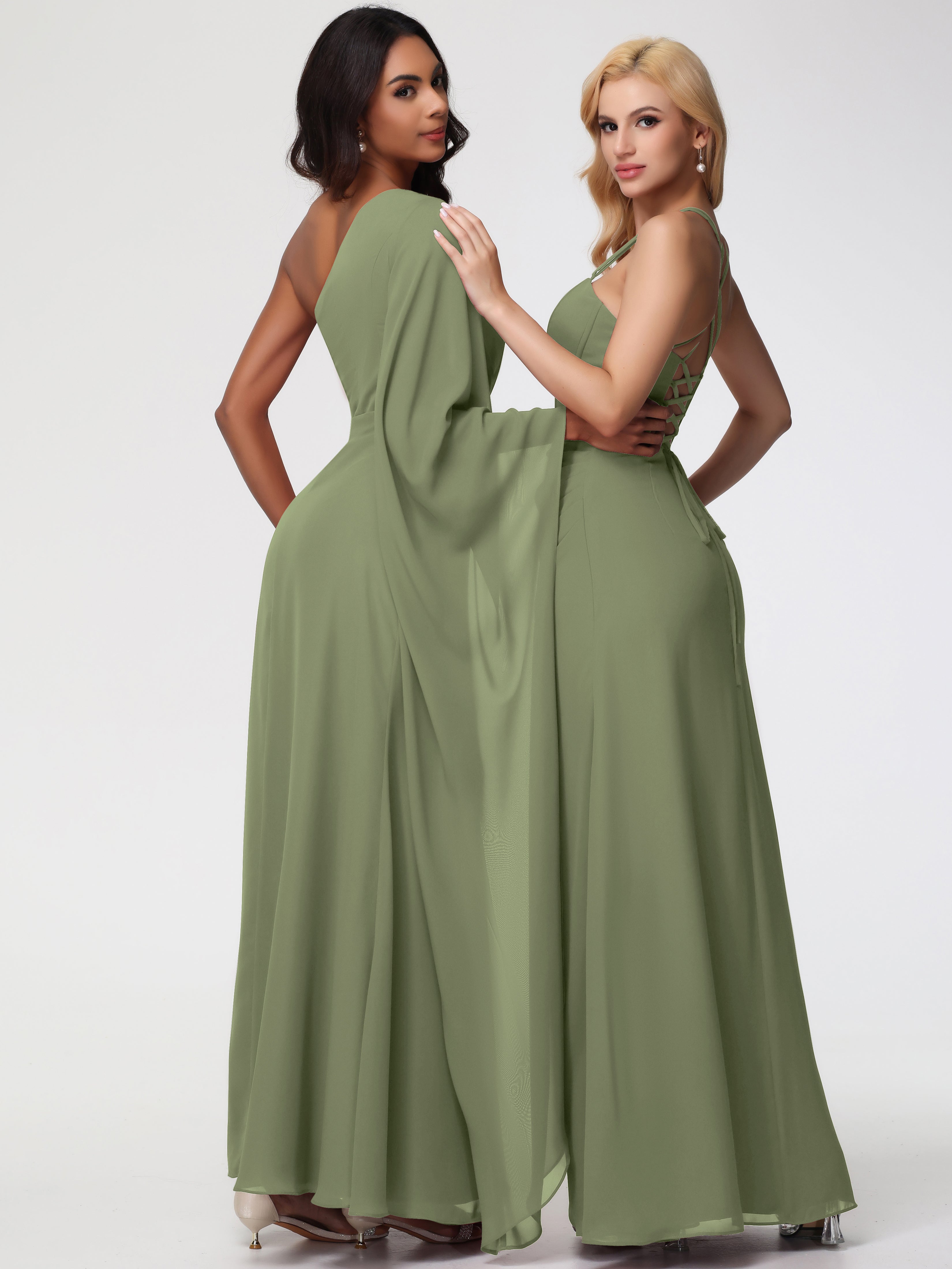 One Shoulder A-Line Pleats Floor-Length Chiffon Bridesmaid Dresses (Copy)