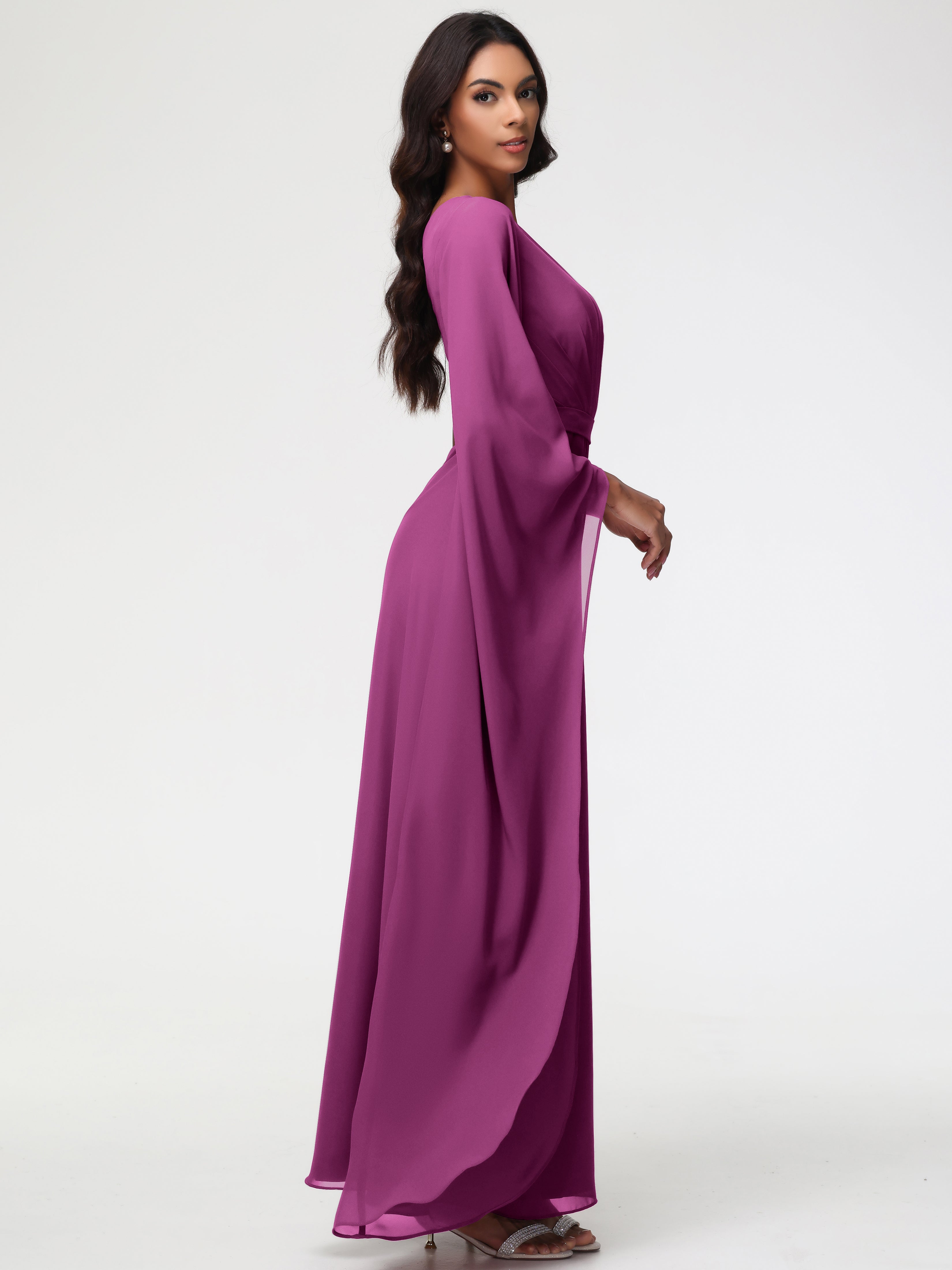 One Shoulder A-Line Pleats Floor-Length Chiffon Bridesmaid Dresses (Copy)