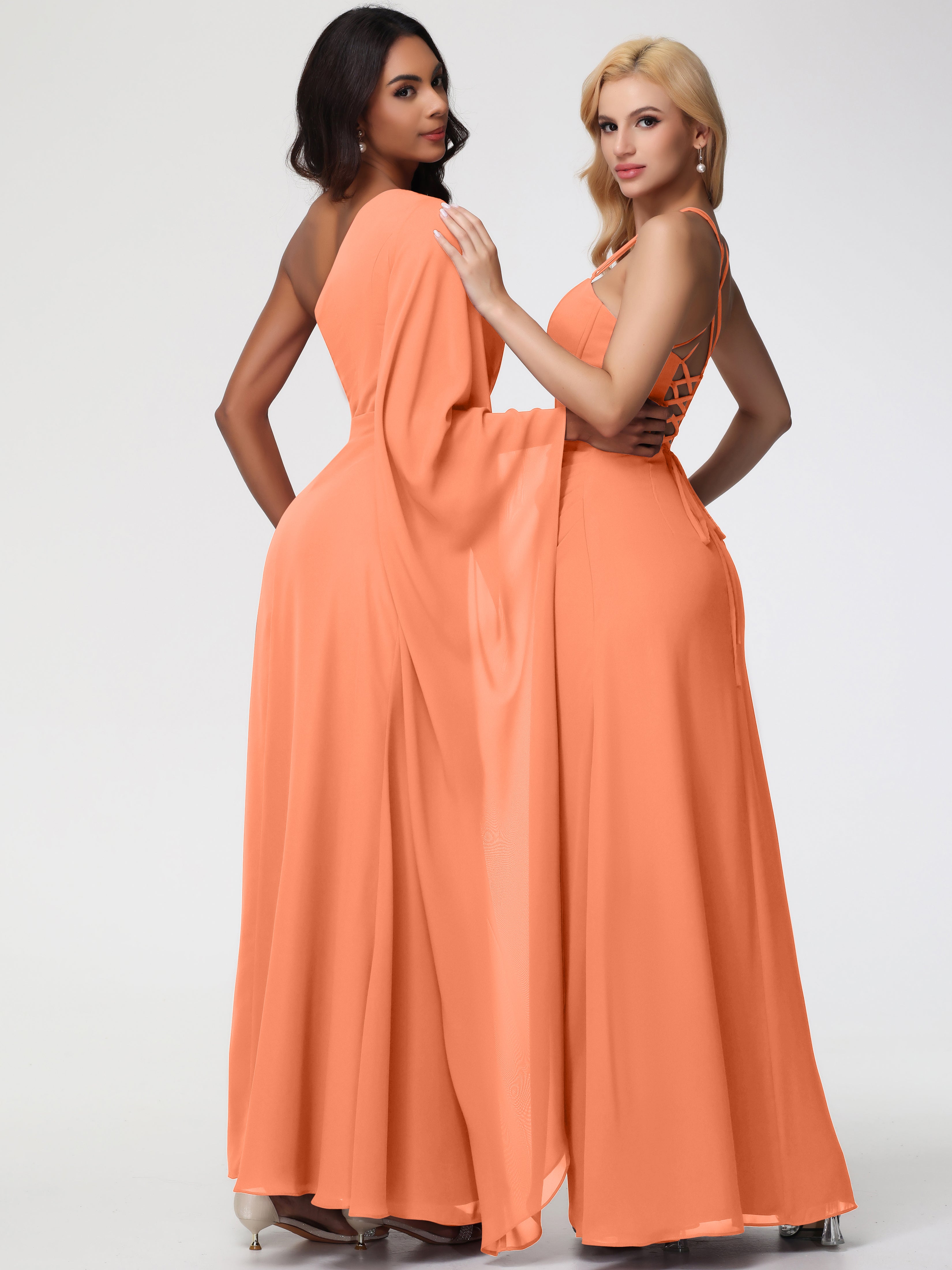 One Shoulder A-Line Pleats Floor-Length Chiffon Bridesmaid Dresses (Copy)