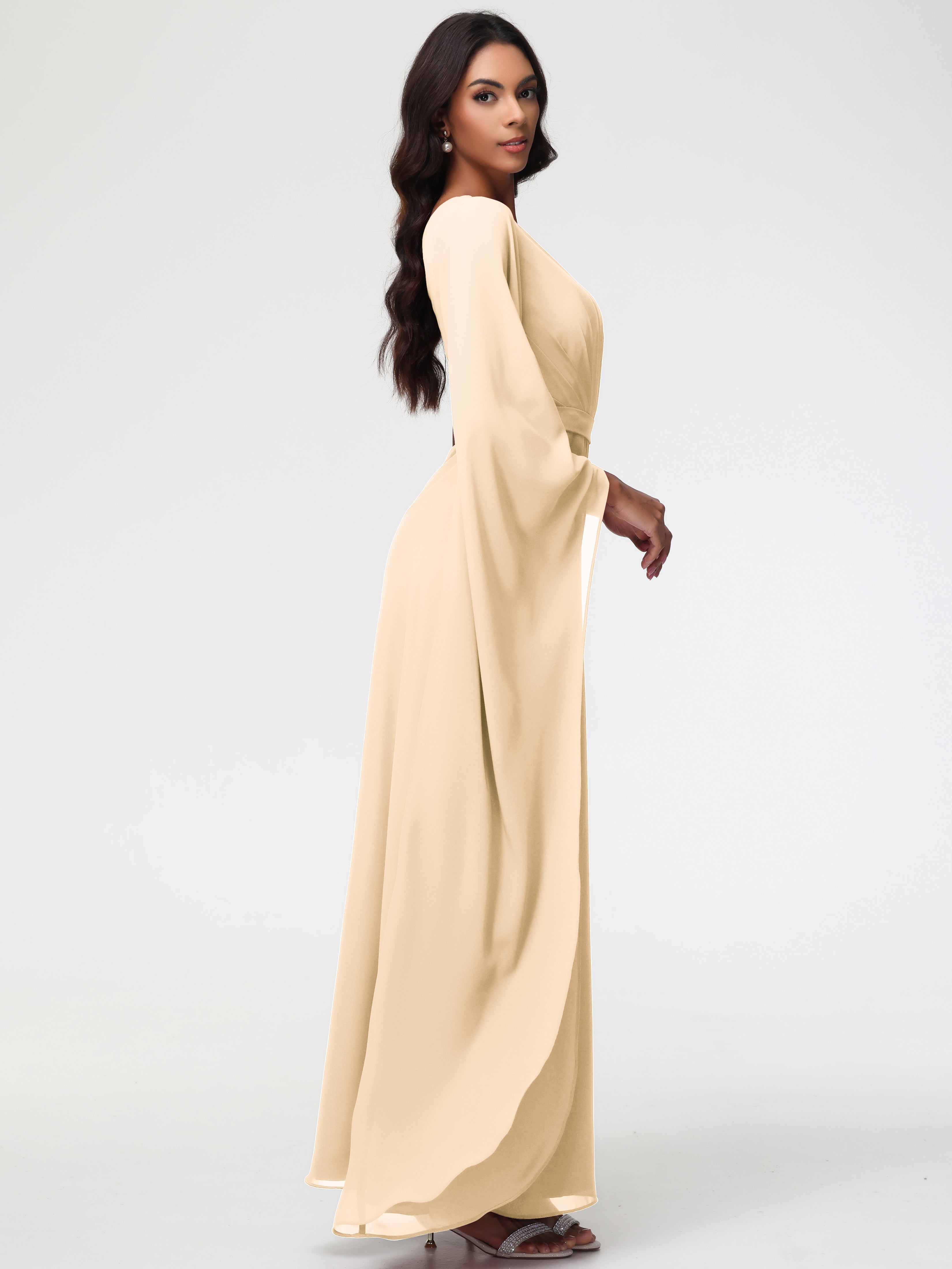 One Shoulder A-Line Pleats Floor-Length Chiffon Bridesmaid Dresses (Copy)