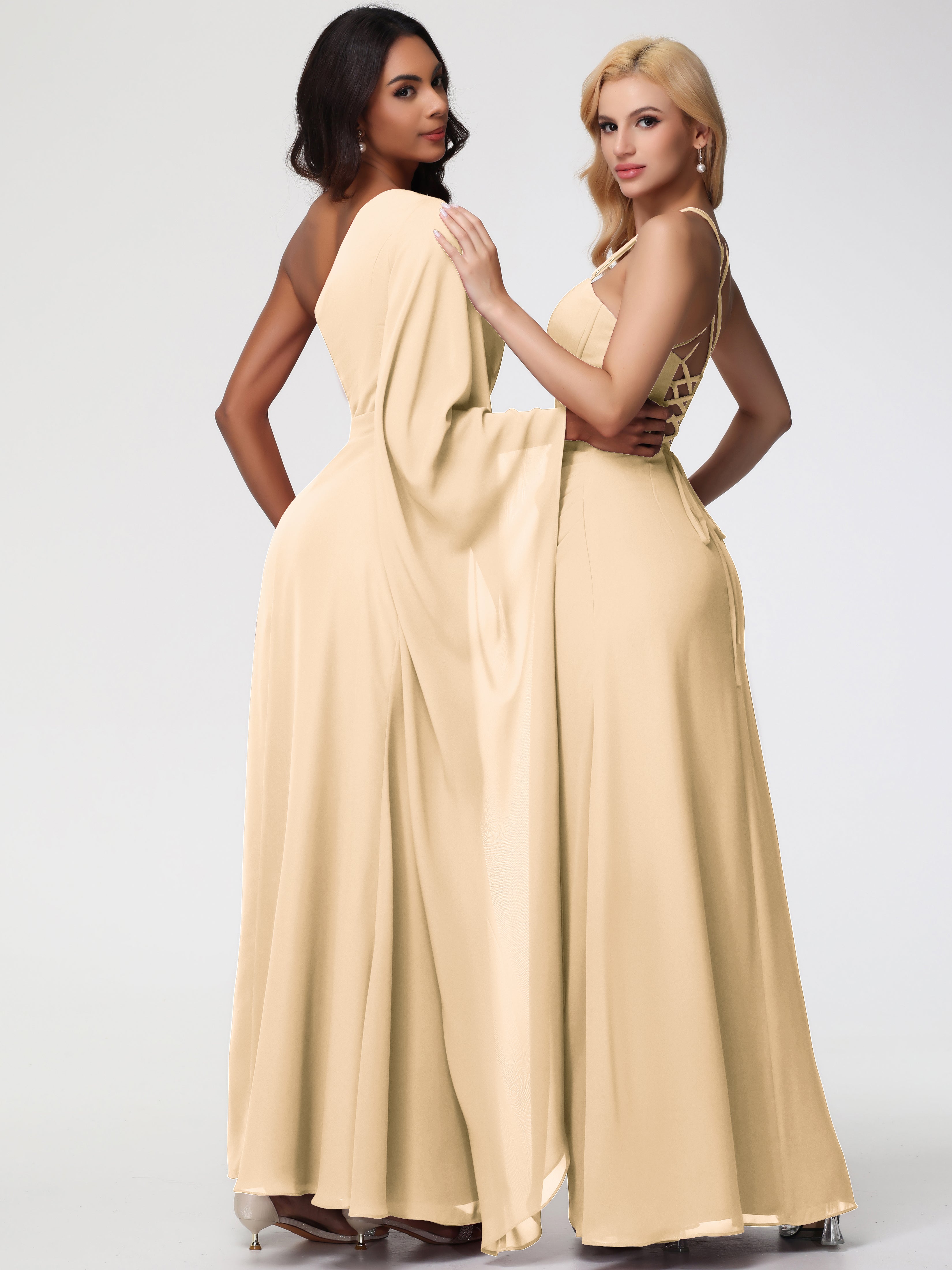 One Shoulder A-Line Pleats Floor-Length Chiffon Bridesmaid Dresses (Copy)