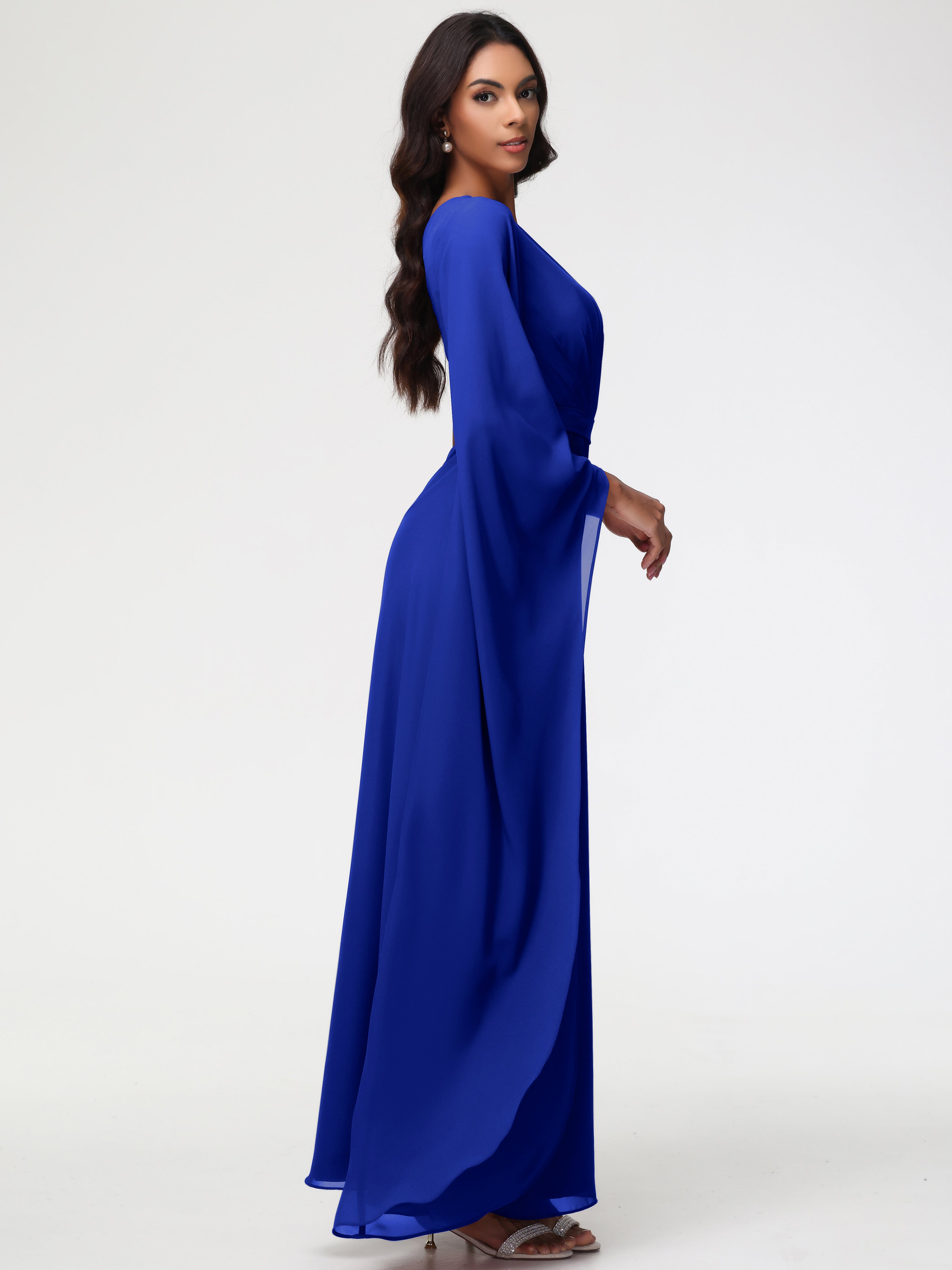 One Shoulder A-Line Pleats Floor-Length Chiffon Bridesmaid Dresses (Copy)