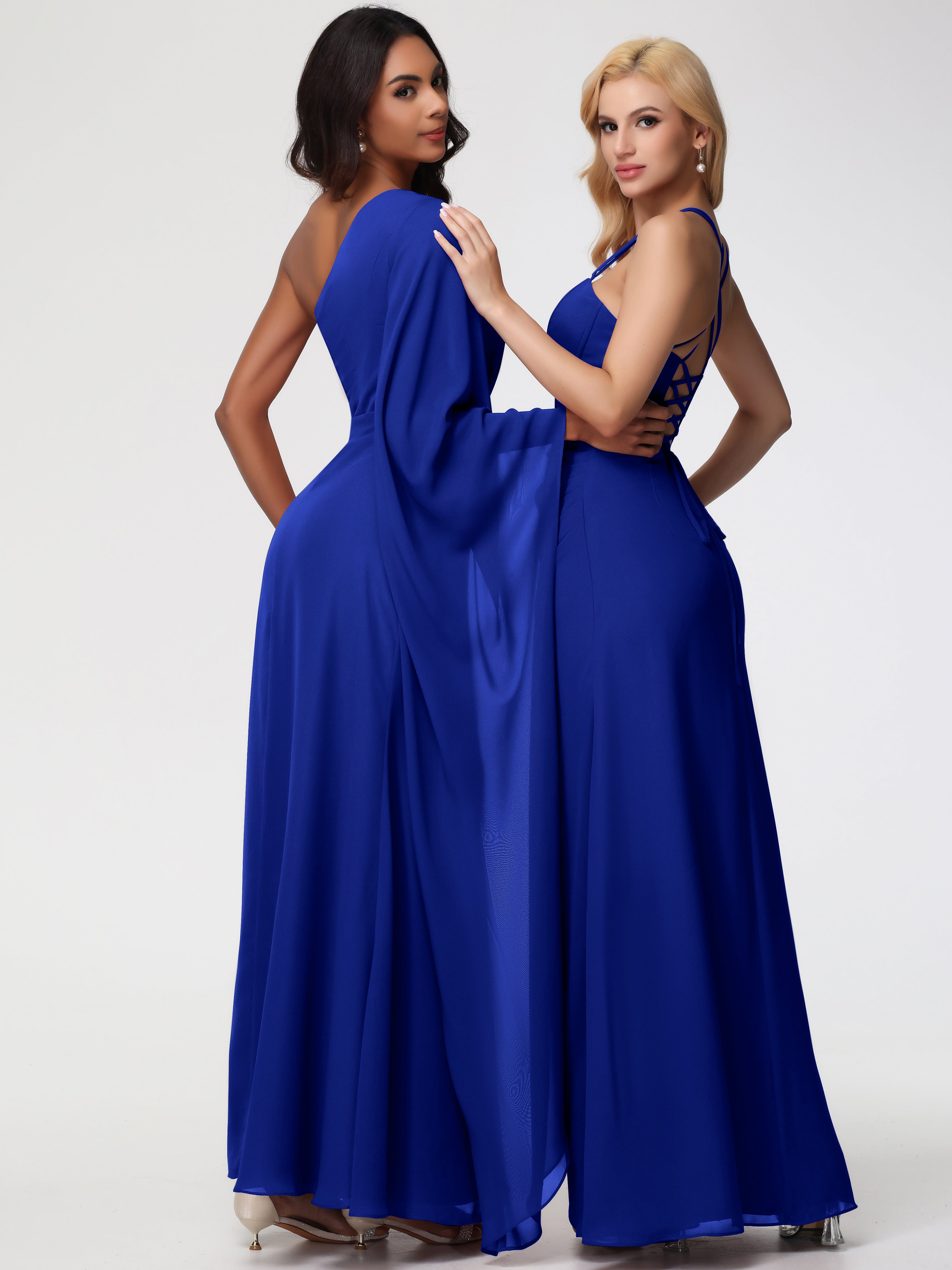 One Shoulder A-Line Pleats Floor-Length Chiffon Bridesmaid Dresses (Copy)