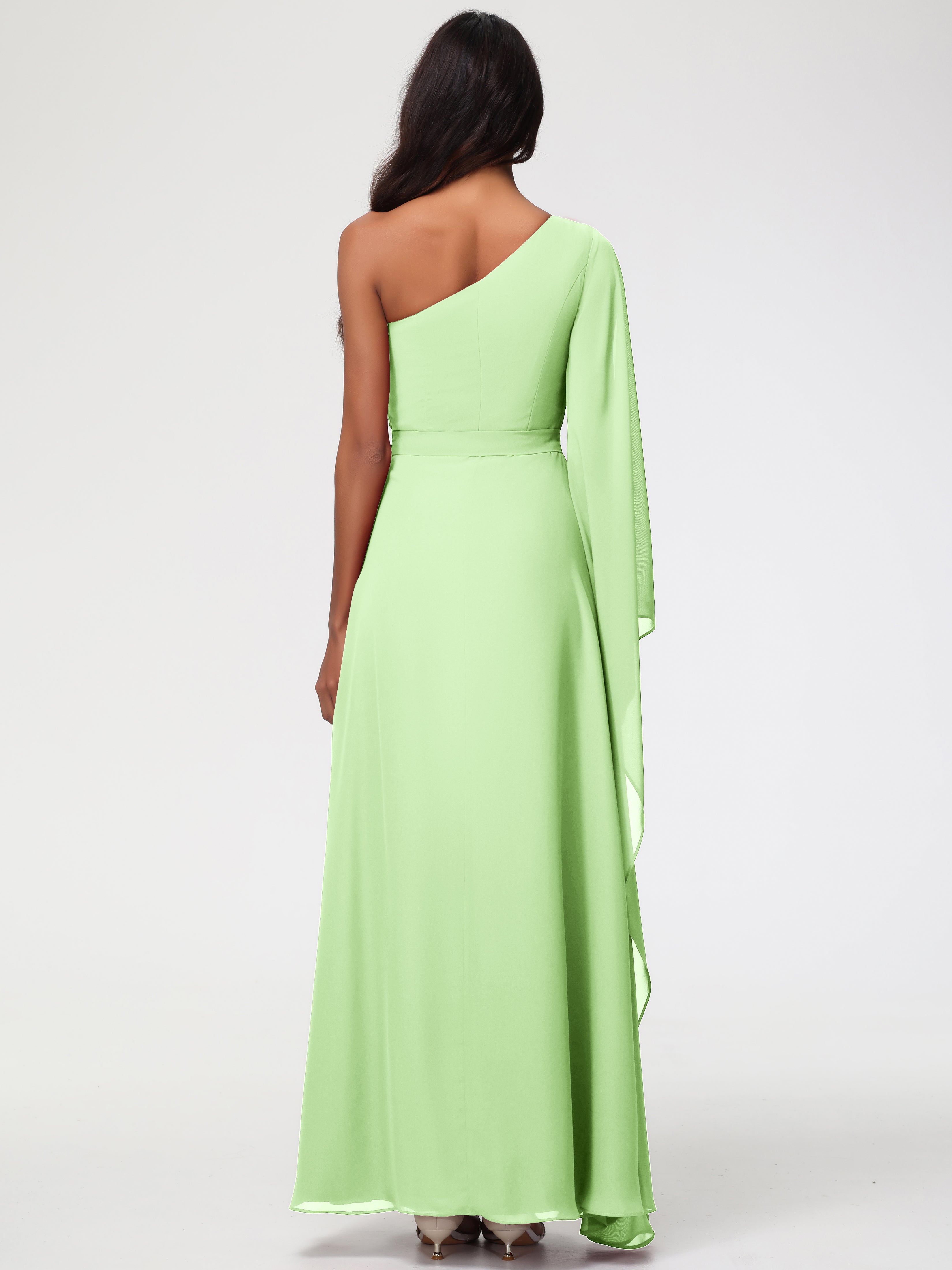One Shoulder A-Line Pleats Floor-Length Chiffon Bridesmaid Dresses (Copy)