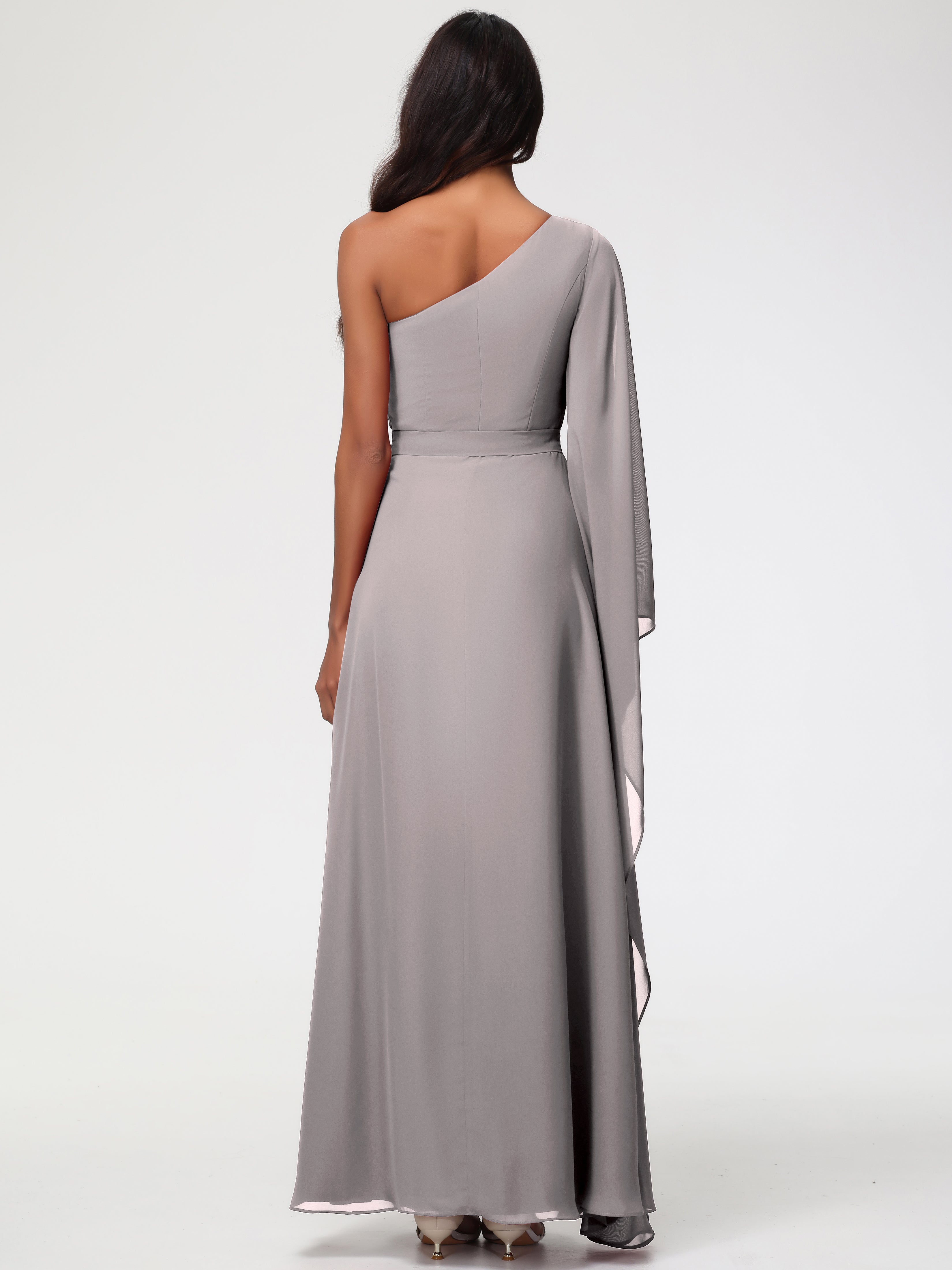 One Shoulder A-Line Pleats Floor-Length Chiffon Bridesmaid Dresses (Copy)
