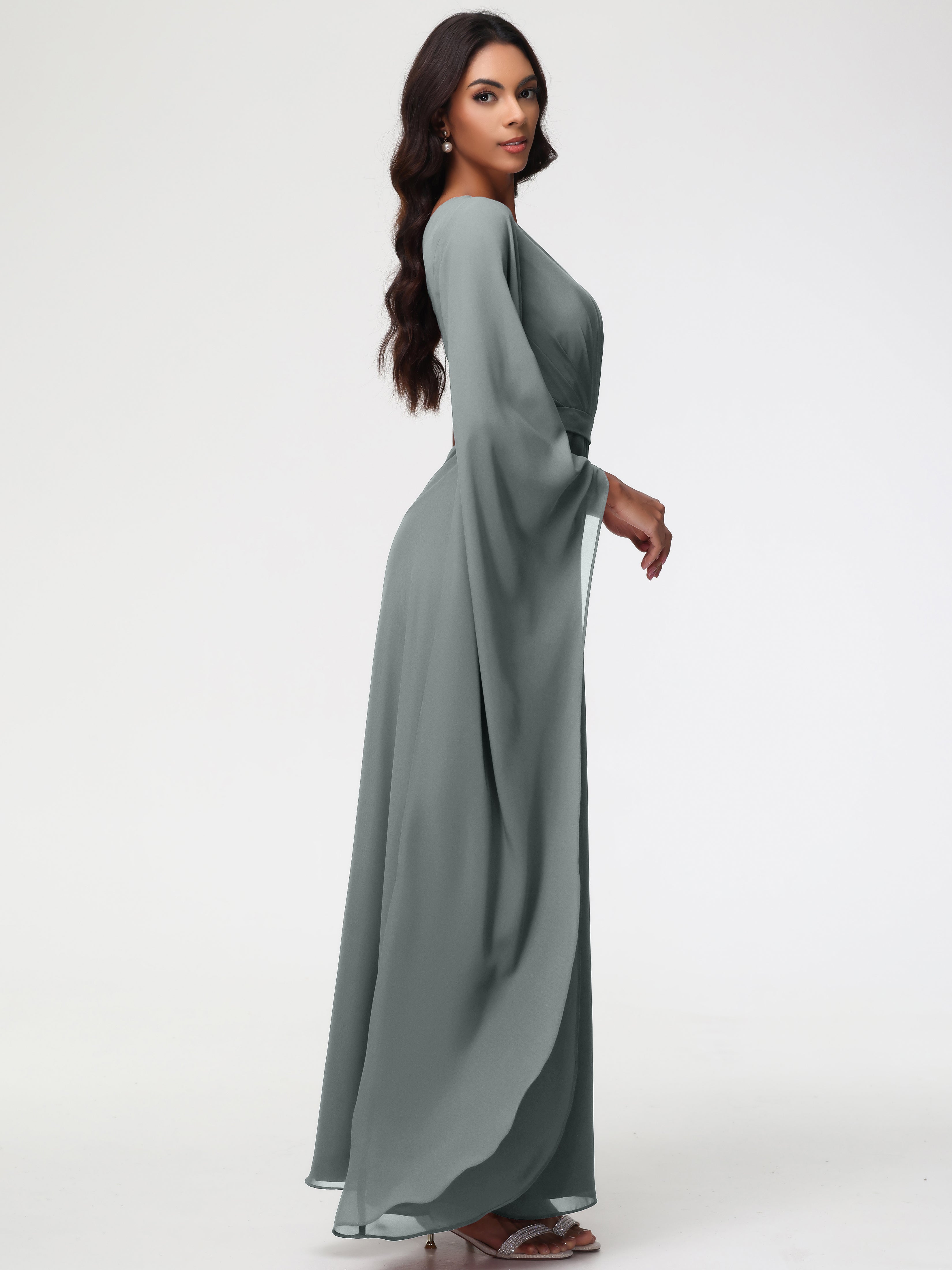 One Shoulder A-Line Pleats Floor-Length Chiffon Bridesmaid Dresses (Copy)