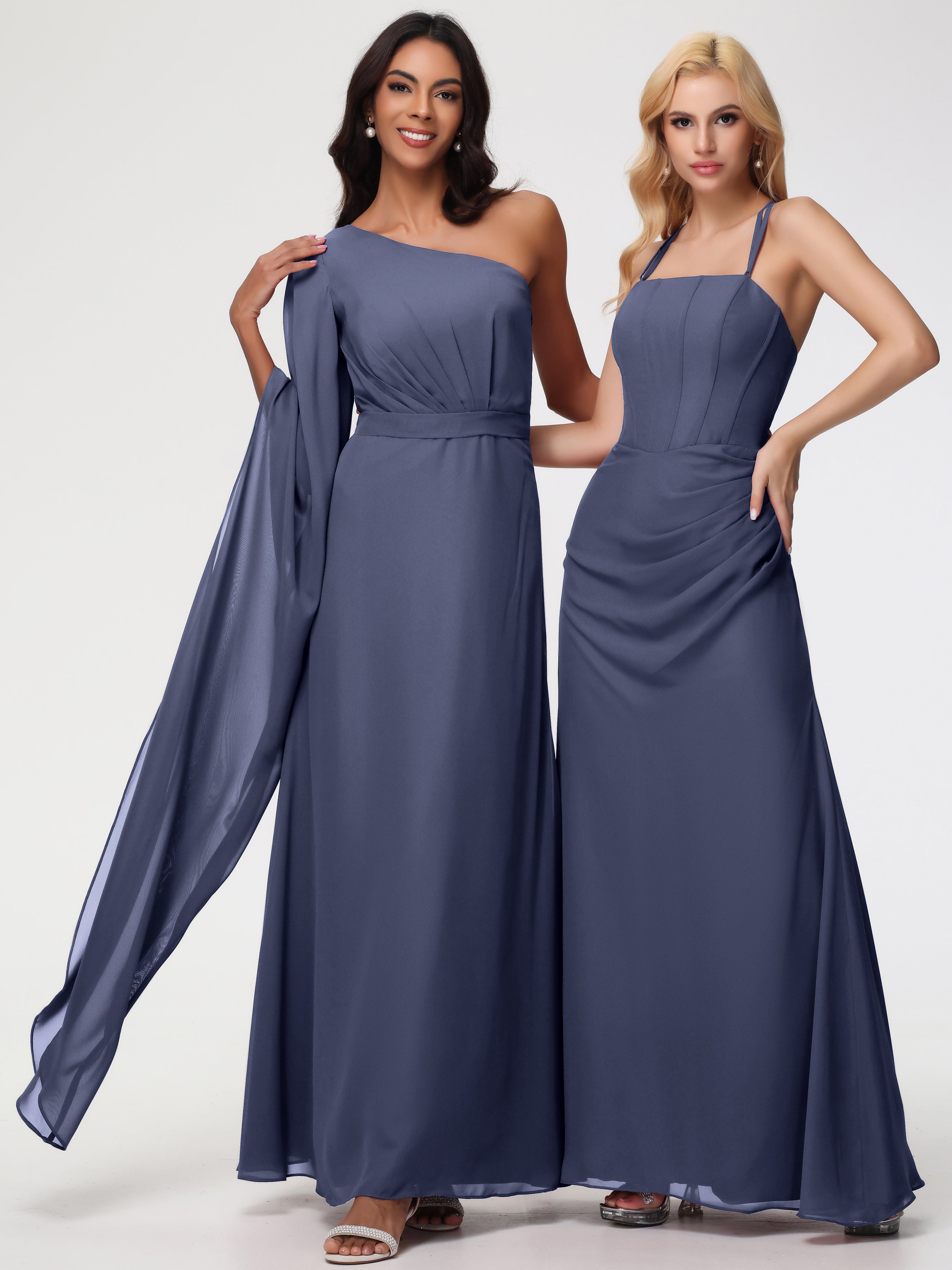 One Shoulder A-Line Pleats Floor-Length Chiffon Bridesmaid Dresses (Copy)