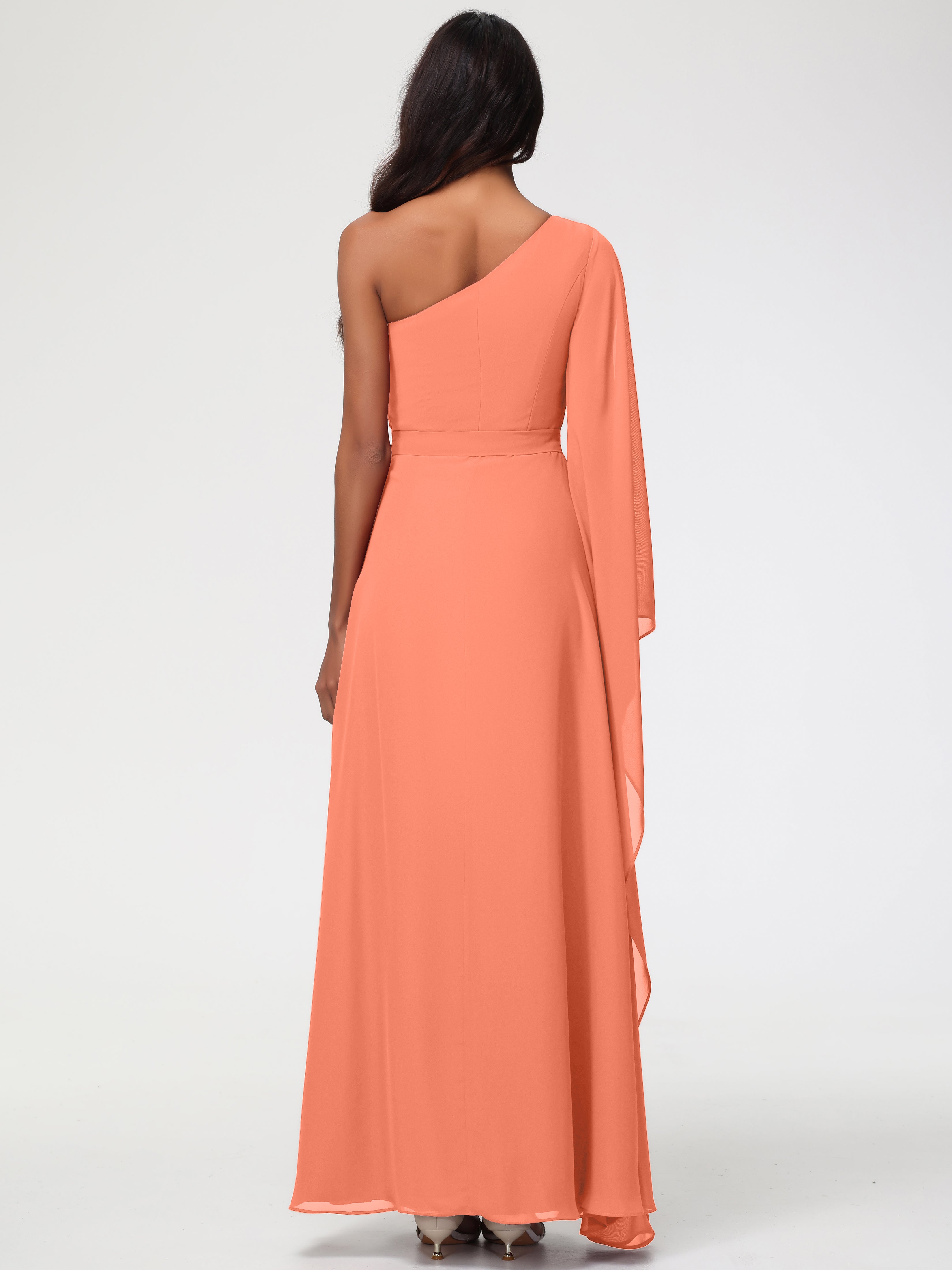 One Shoulder A-Line Pleats Floor-Length Chiffon Bridesmaid Dresses (Copy)