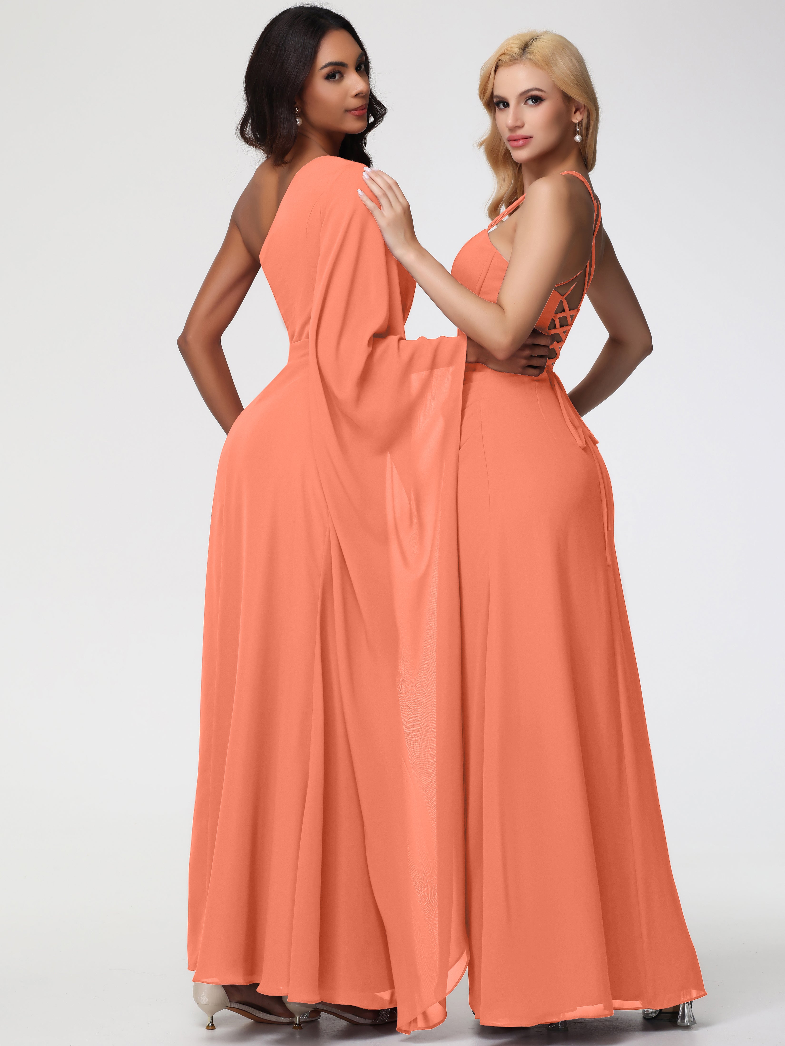 One Shoulder A-Line Pleats Floor-Length Chiffon Bridesmaid Dresses (Copy)