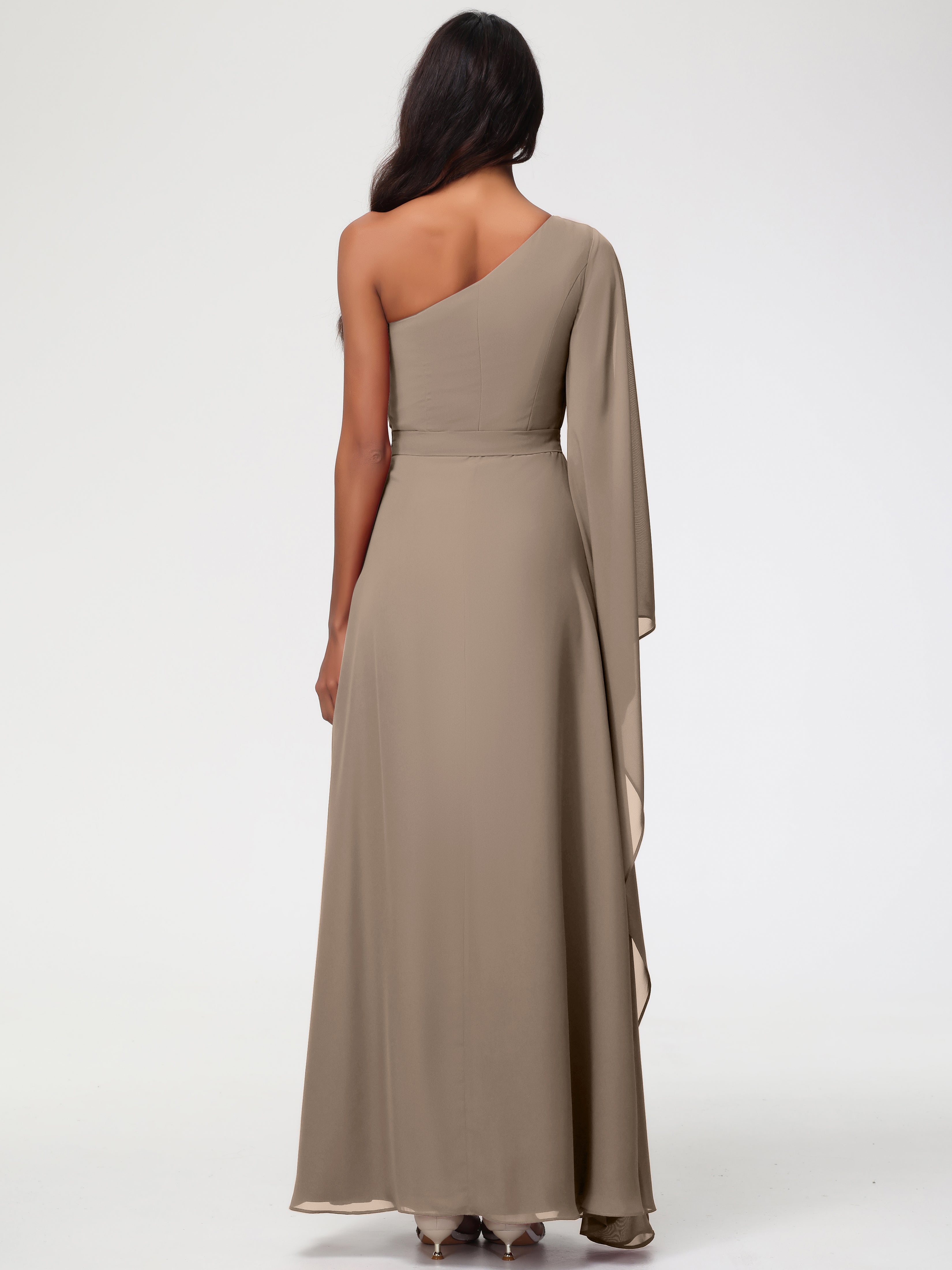 One Shoulder A-Line Pleats Floor-Length Chiffon Bridesmaid Dresses (Copy)