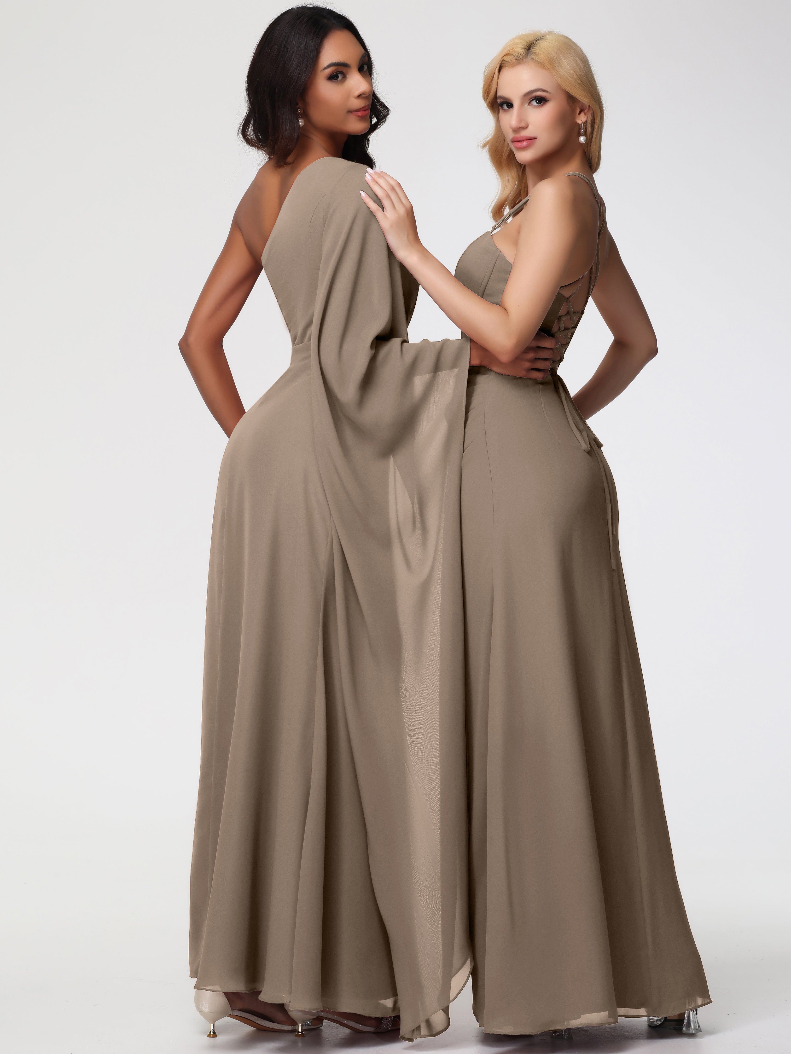 One Shoulder A-Line Pleats Floor-Length Chiffon Bridesmaid Dresses (Copy)