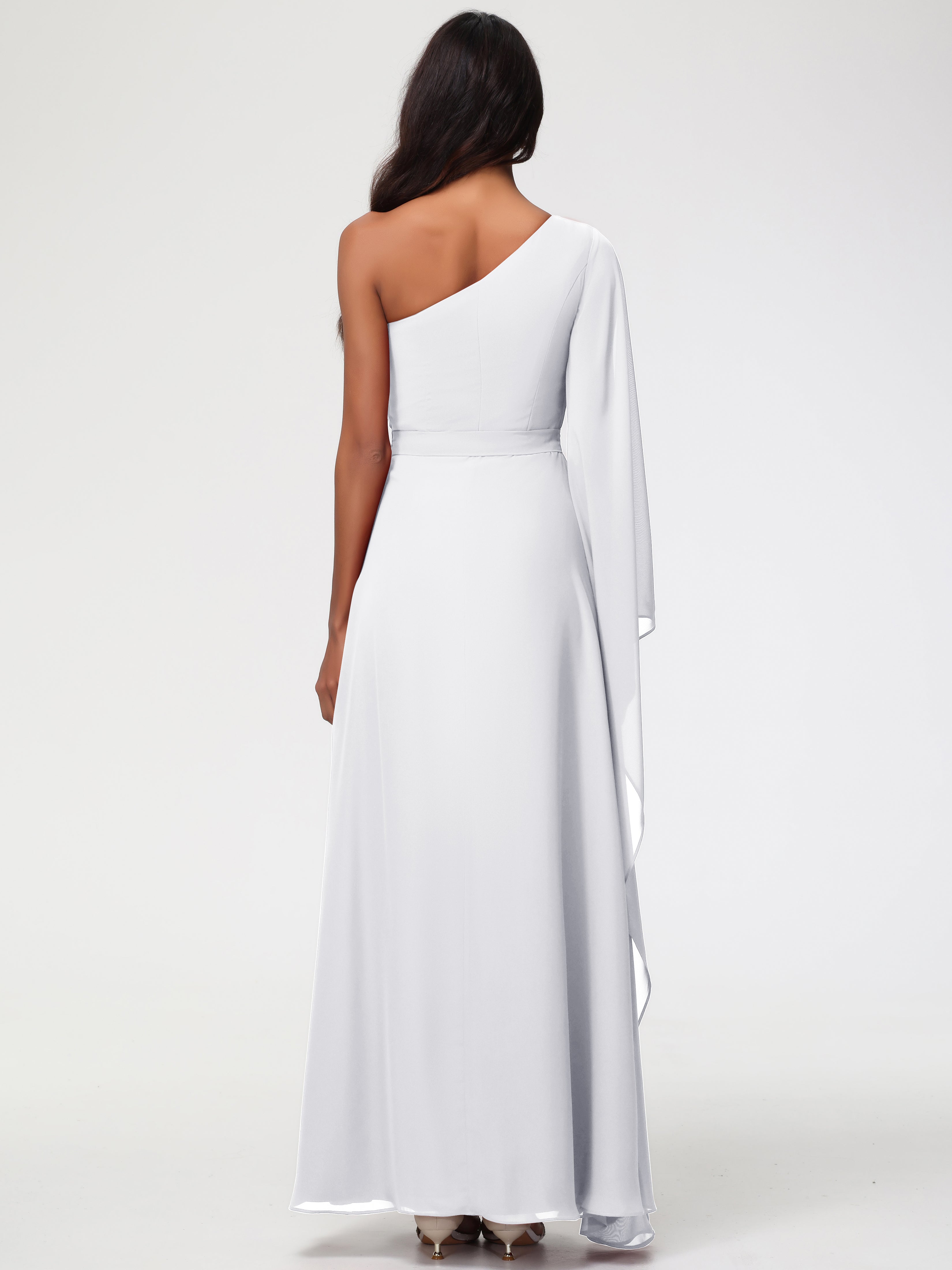 One Shoulder A-Line Pleats Floor-Length Chiffon Bridesmaid Dresses (Copy)