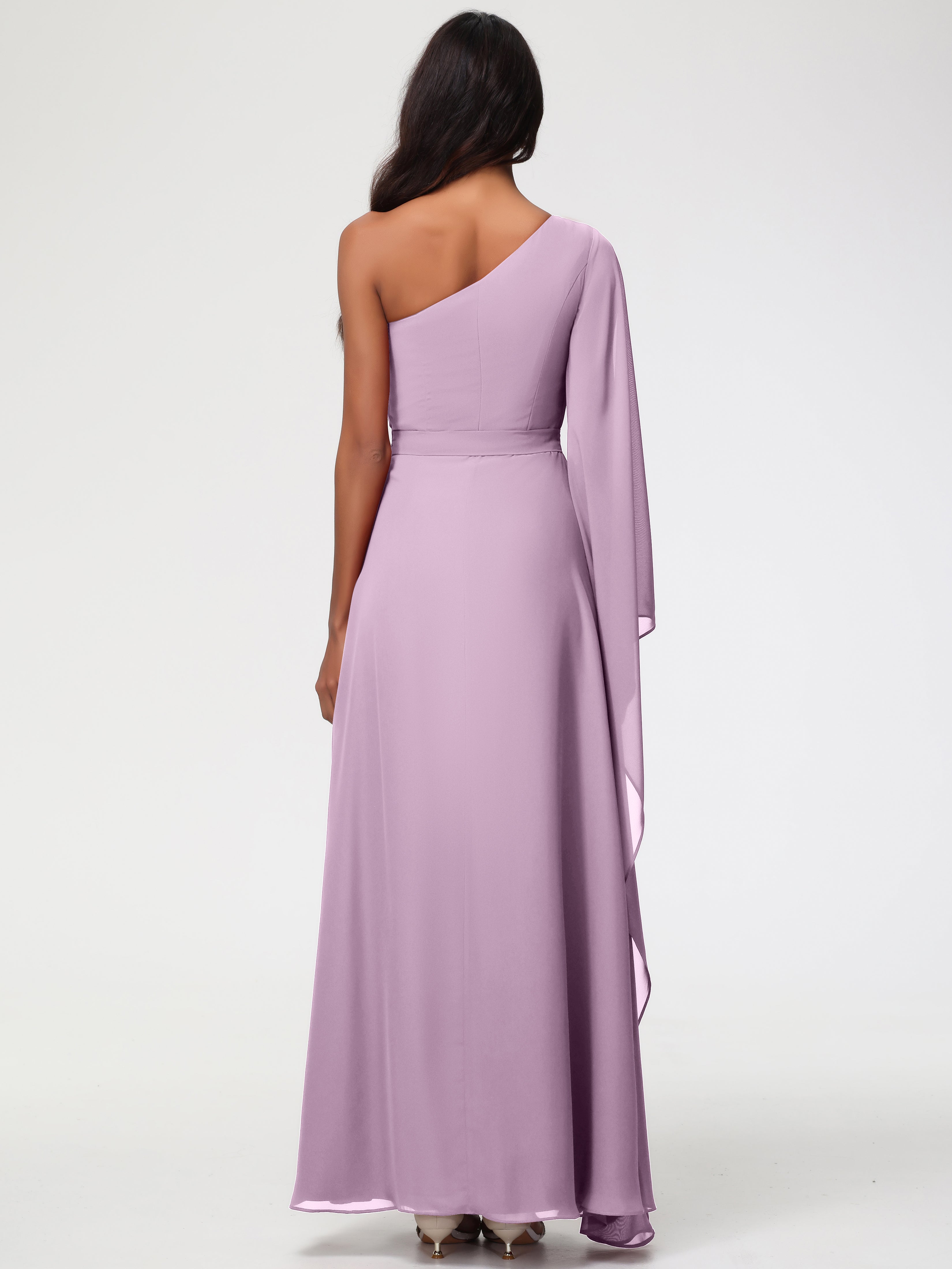 One Shoulder A-Line Pleats Floor-Length Chiffon Bridesmaid Dresses (Copy)