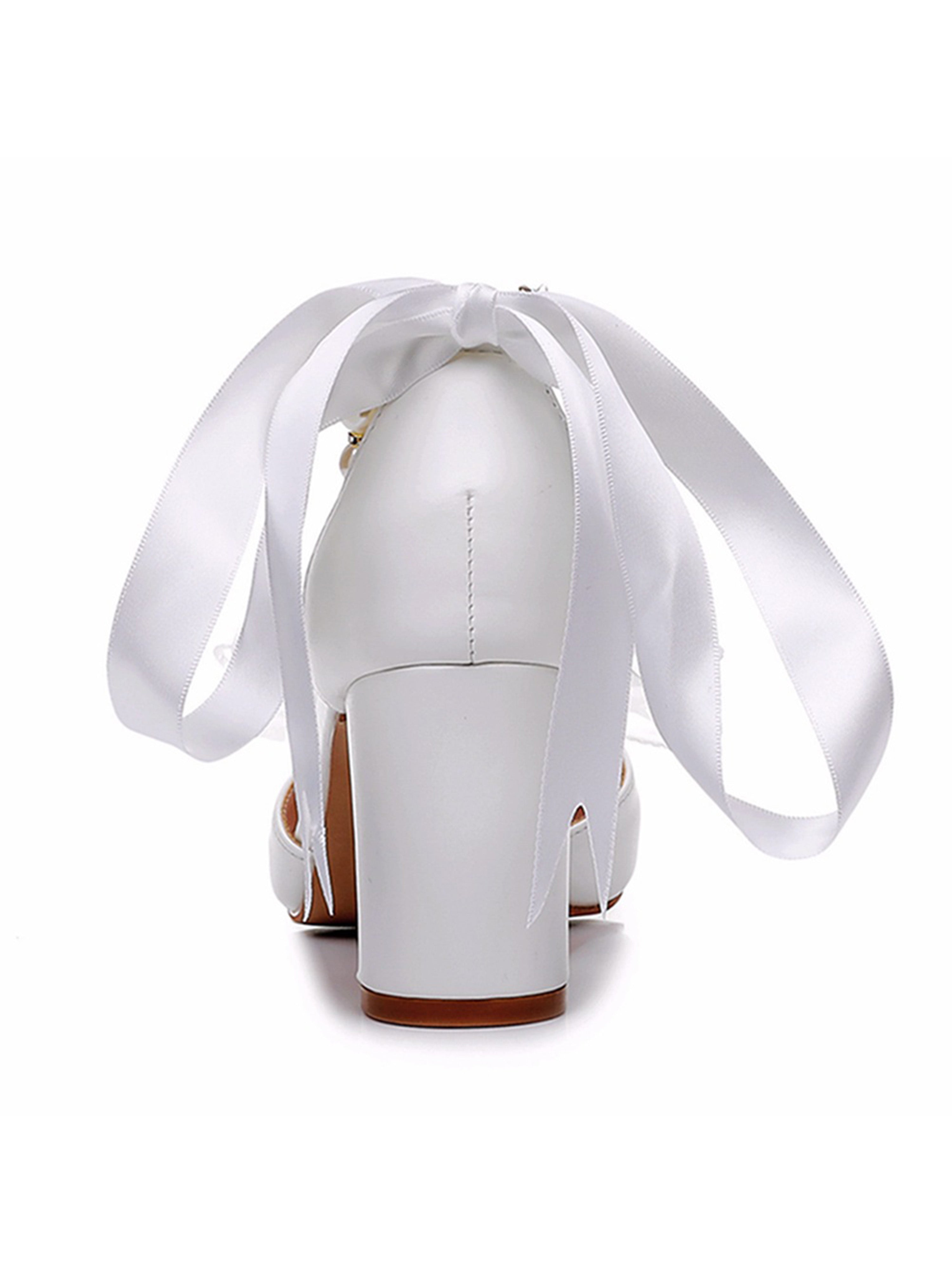 Beaded Flutter Sandals White Bow Wedding Bridal High Heels
