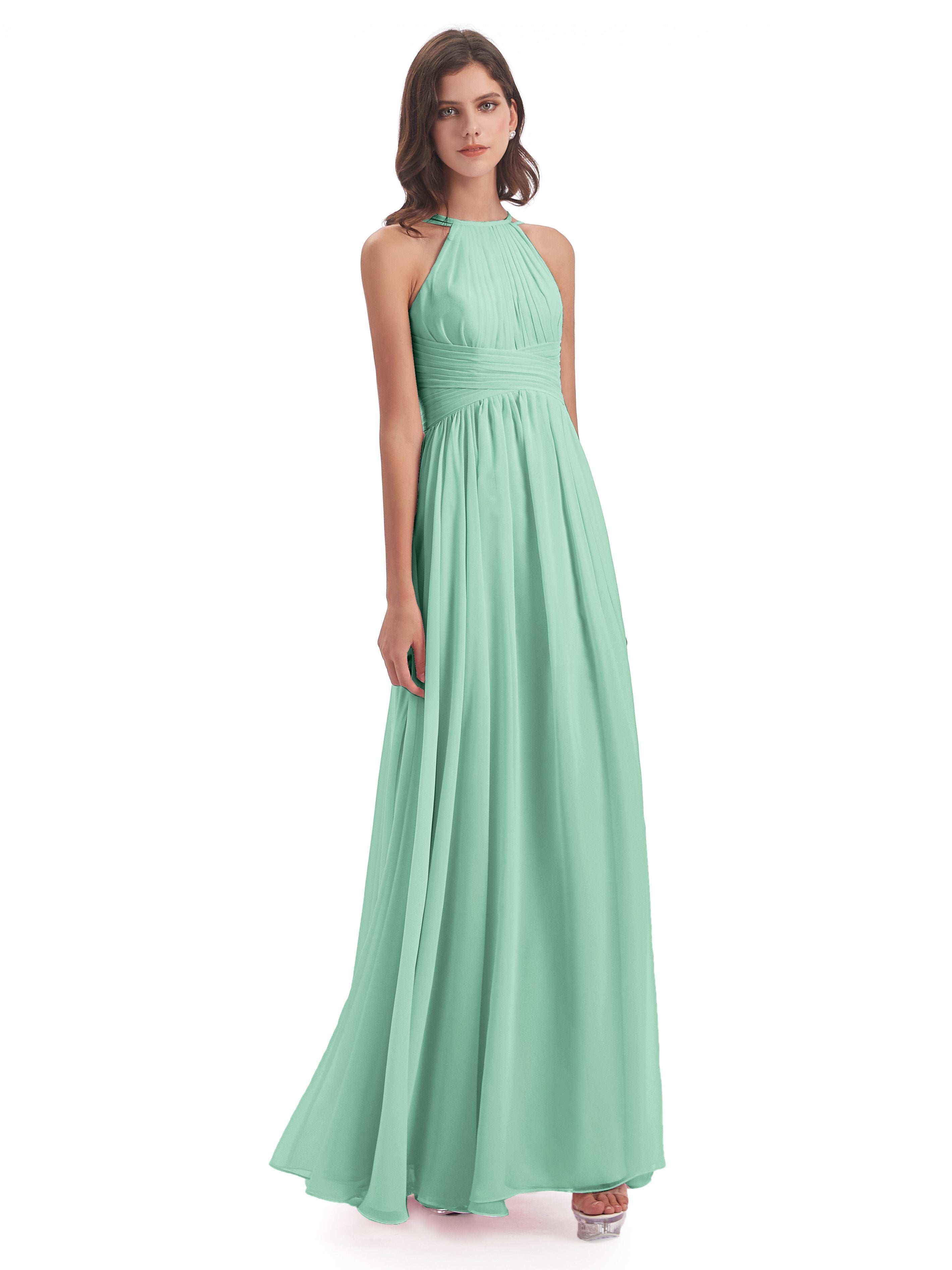 Mint Green Multiway Bridesmaid Dress Halter A Line Floor-Length Chiffo Mint Green Multiway Bridesmaid Dress Halter A Line Floor-Length Chiffo