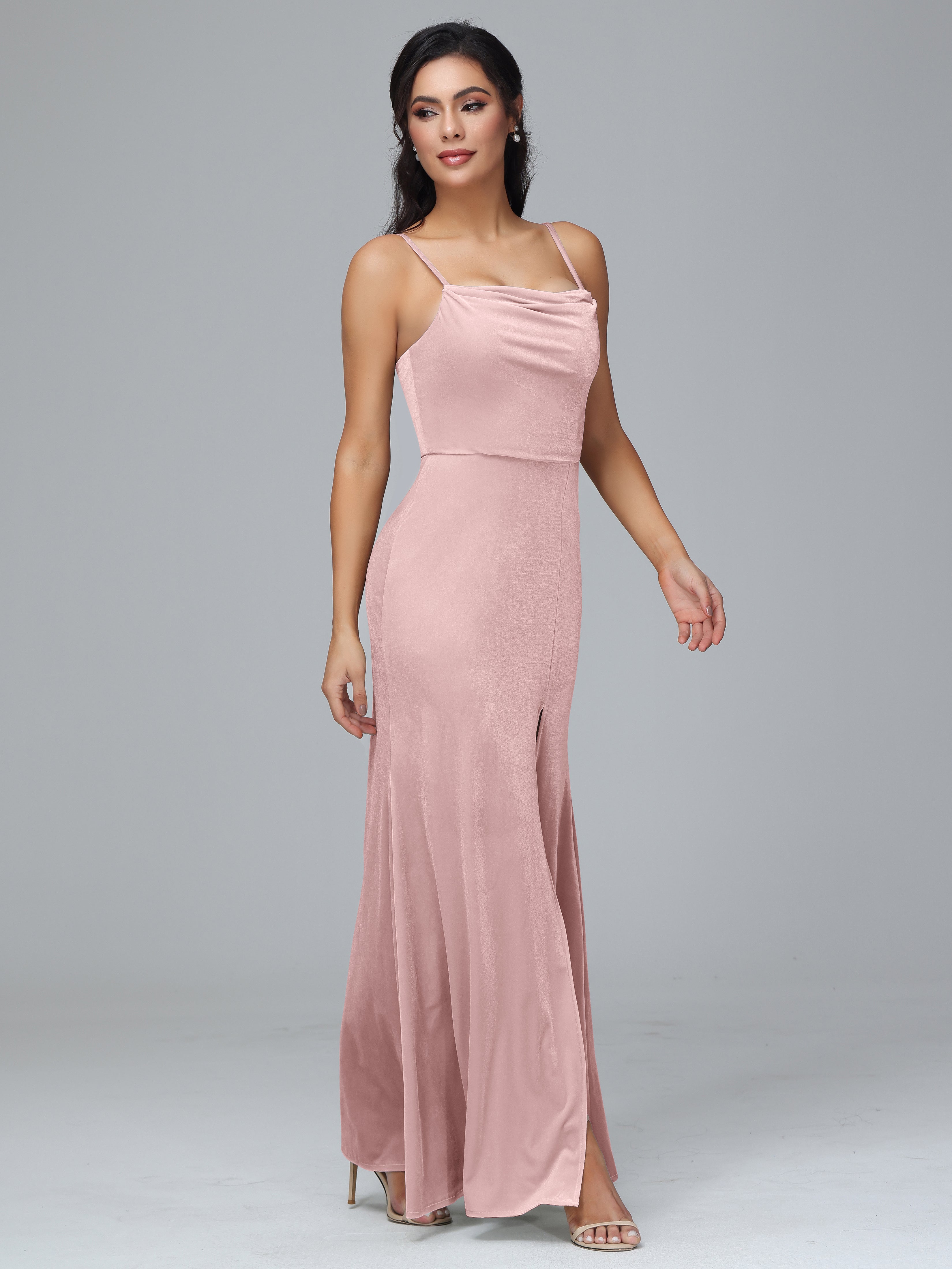 Spaghetti Straps Plus Size Bridesmaid Dresses With Split