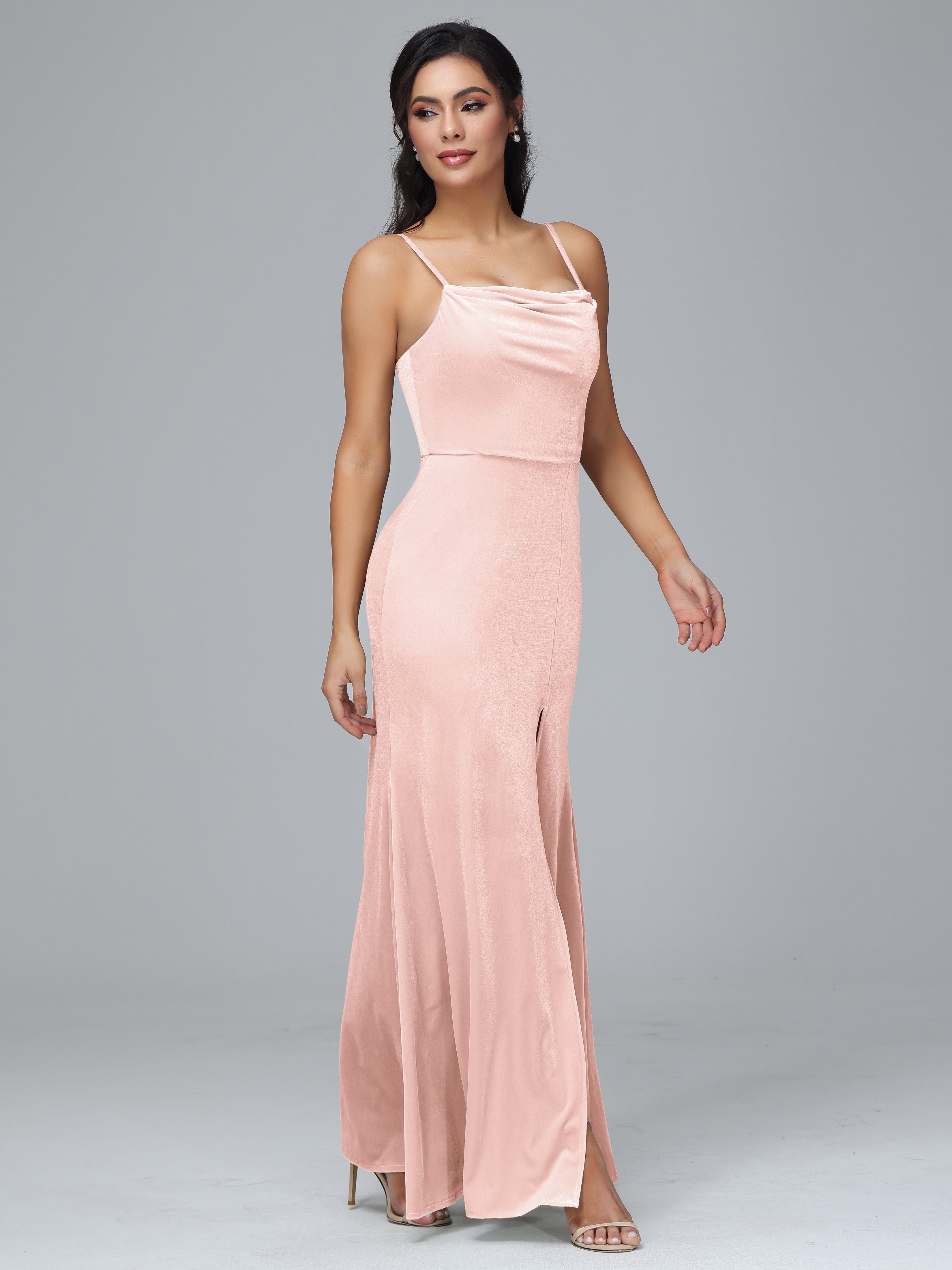 Spaghetti Straps Plus Size Bridesmaid Dresses With Split