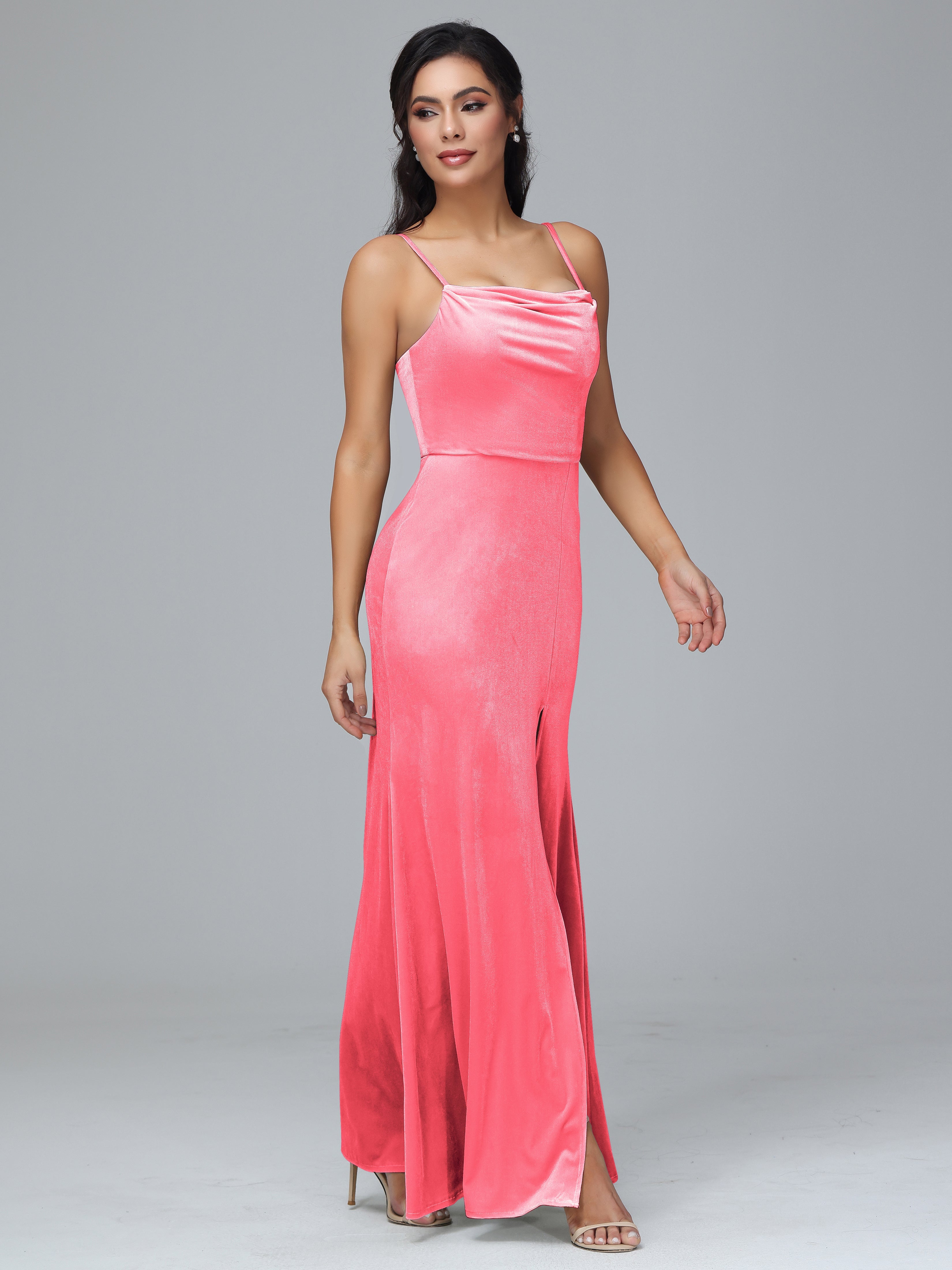 Spaghetti Straps Plus Size Bridesmaid Dresses With Split