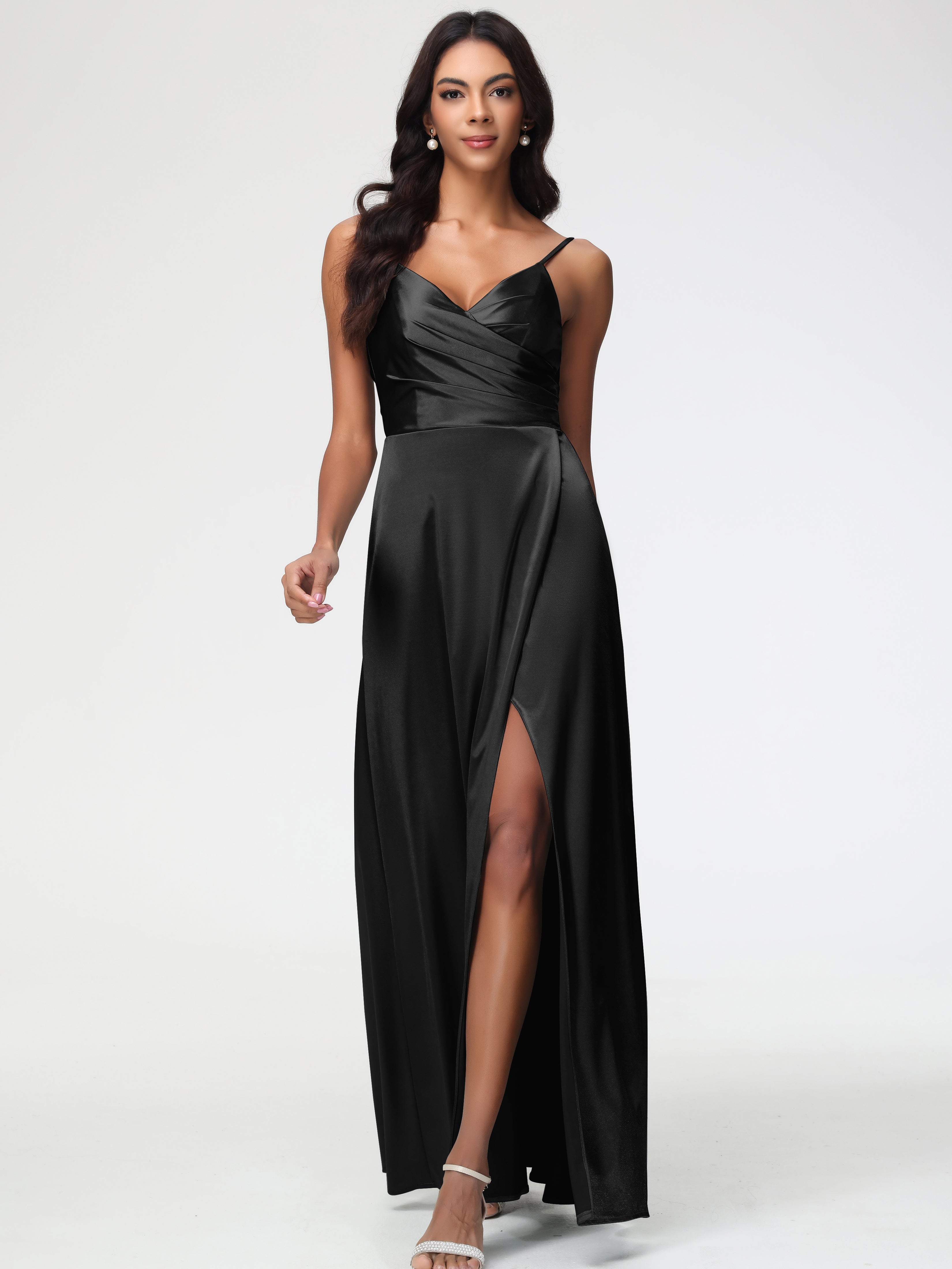 black satin bridesmaid dresses uk Mix Match Regular Straps Black Discount UK Bridesmaid Dresses